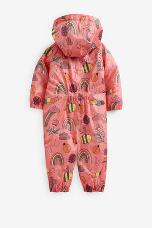 Next - Coral Pink Character Printed Child Raincoat - 3-6 Months 