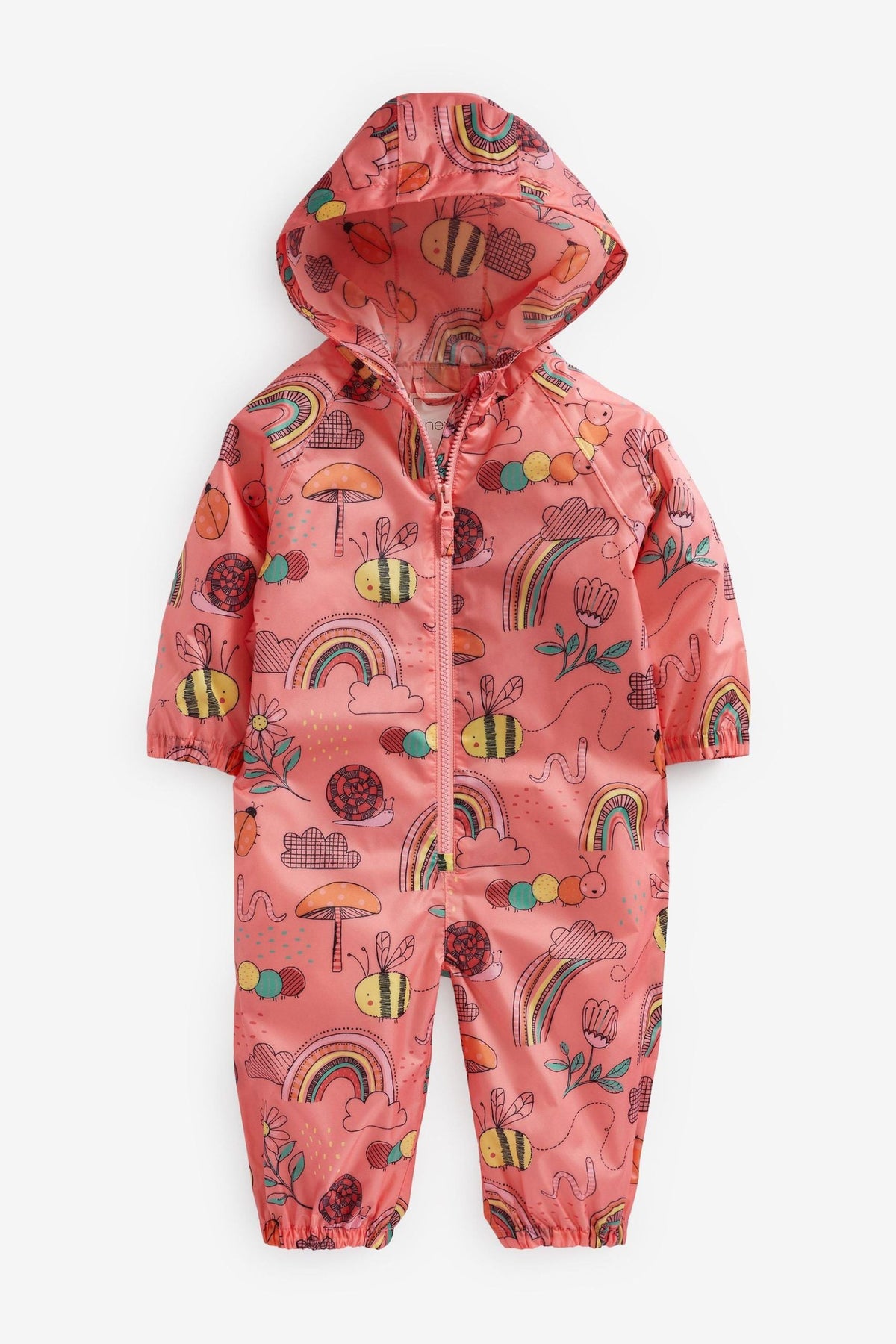 Next - Coral Pink Character Printed Child Raincoat - 4-5 Years 