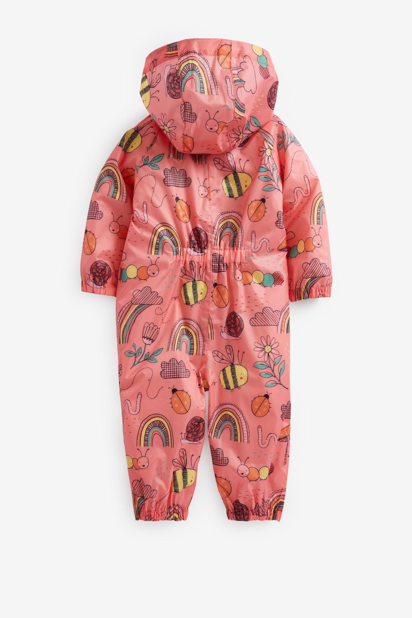 Next - Coral Pink Character Printed Child Raincoat - 6-7 Years 