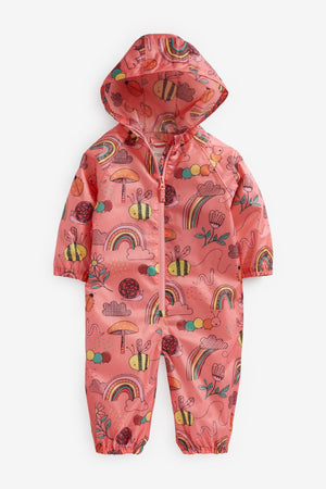 Next - Coral Pink Character Printed Child Raincoat - 6-7 Years 