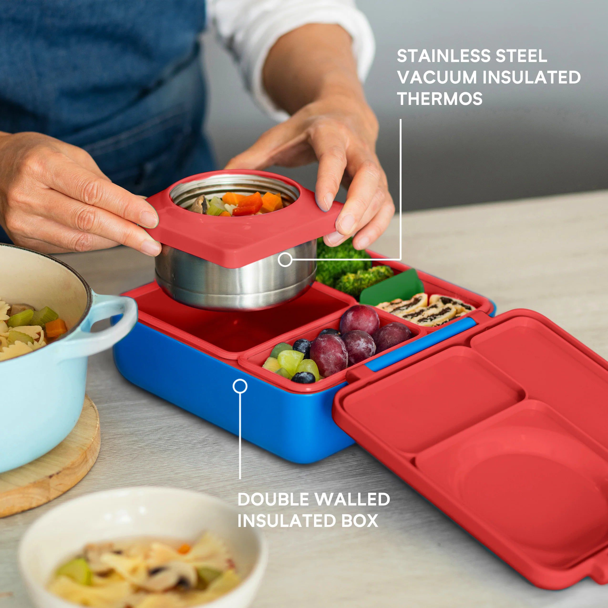 OmieBox Thermal Insulated Red Bento Lunch Box