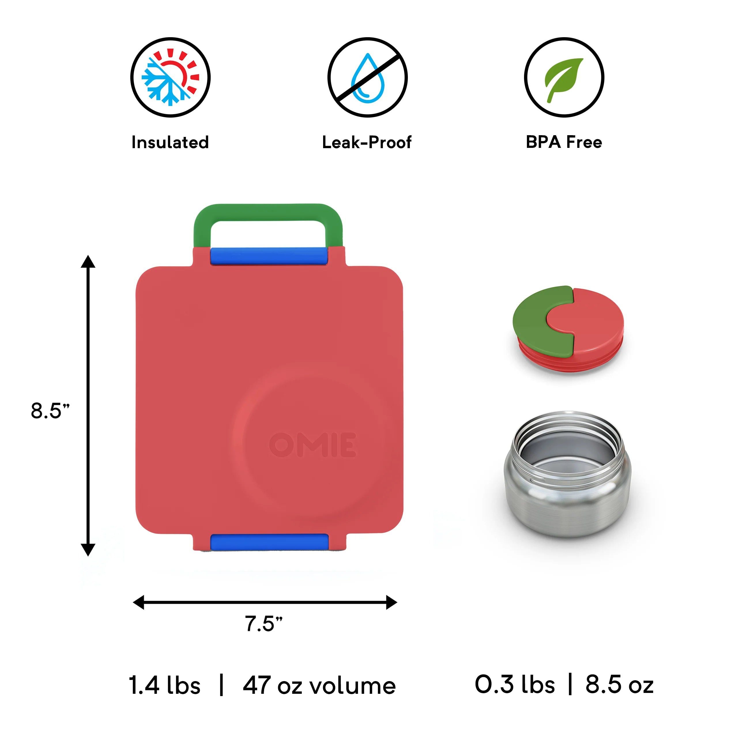 OmieBox Thermal Insulated Red Bento Lunch Box