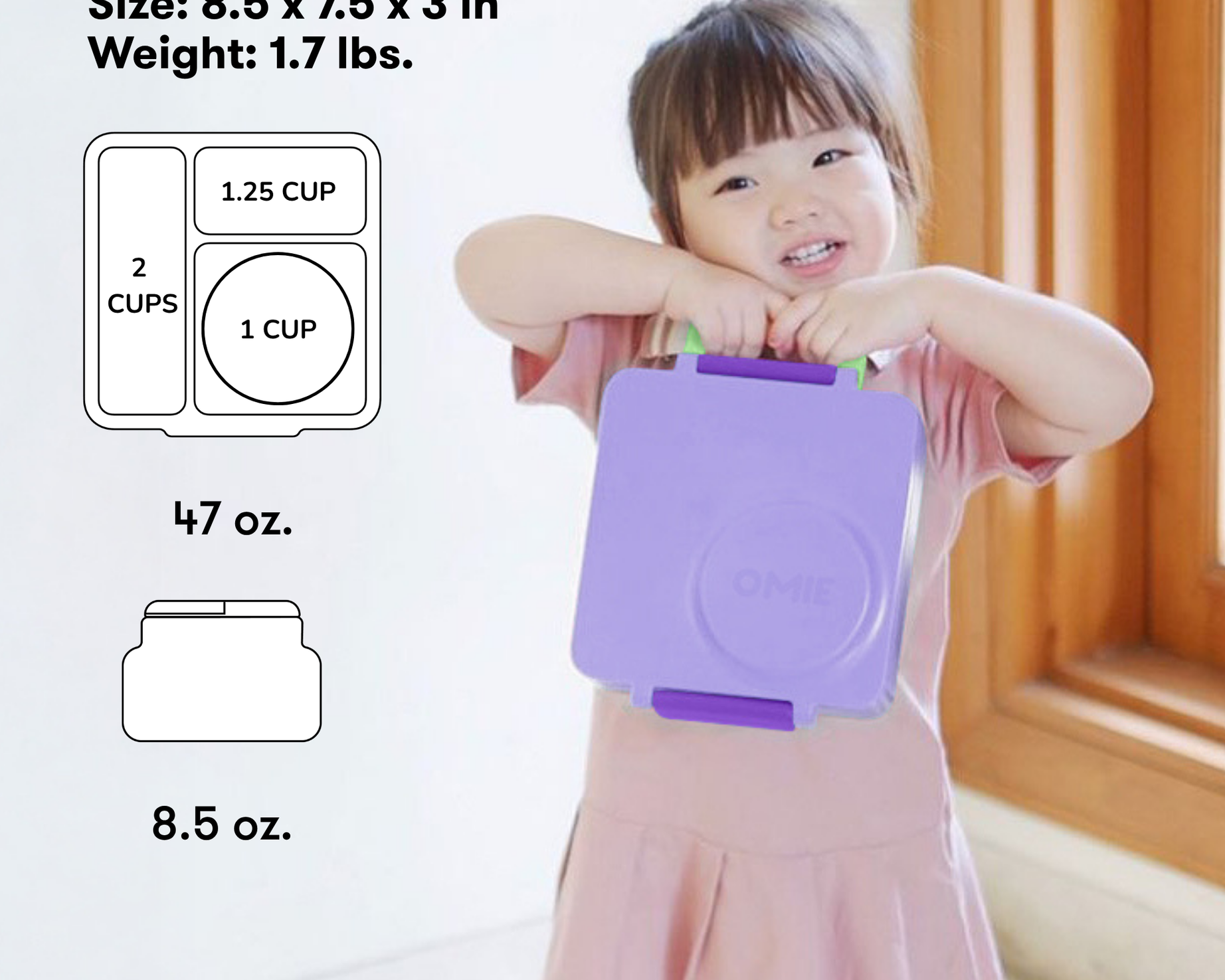 Omiebox - Heat Insulated Lilac Purple Bento Lunch Box