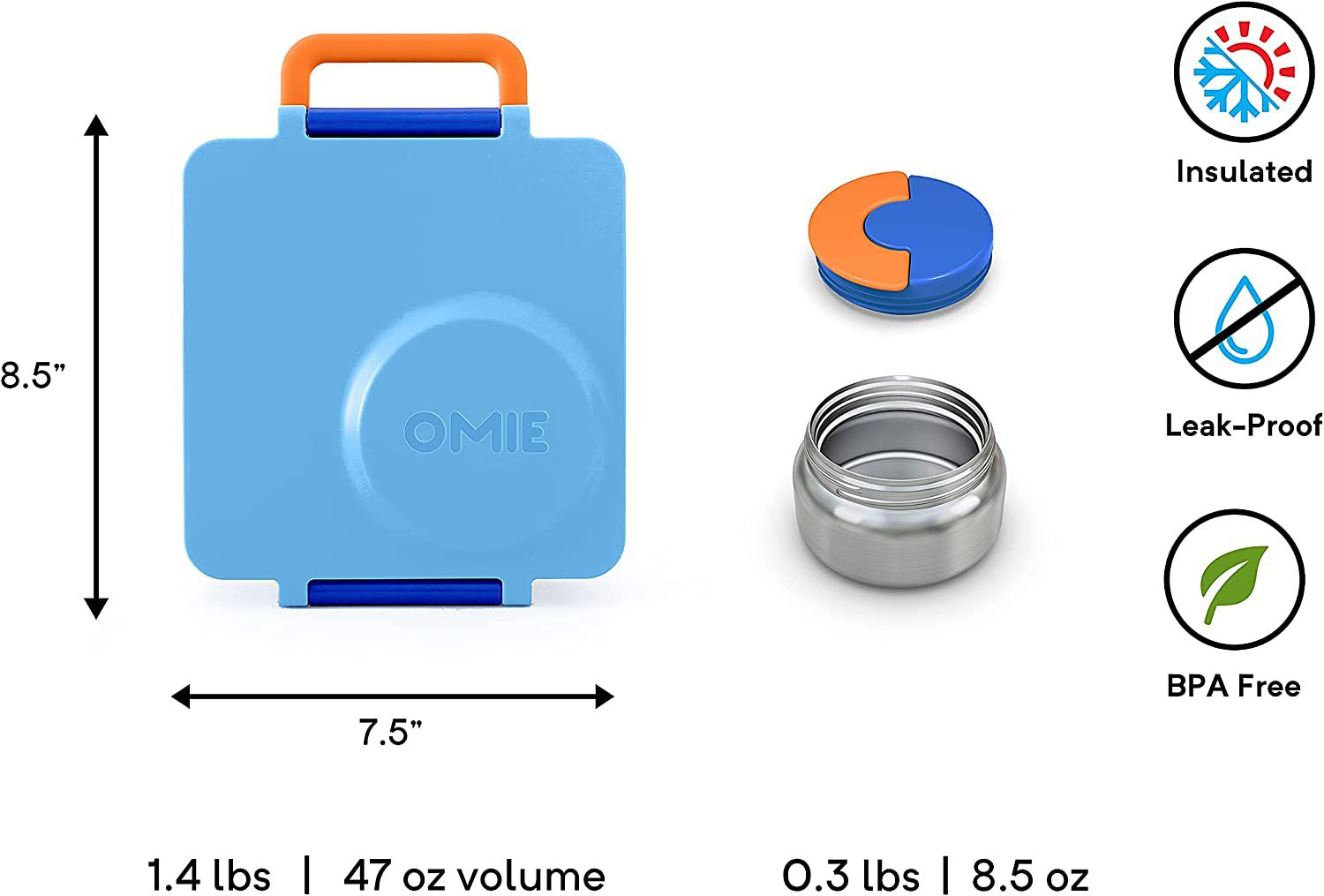 OmieBox - Insulated Blue Bento Lunch Box