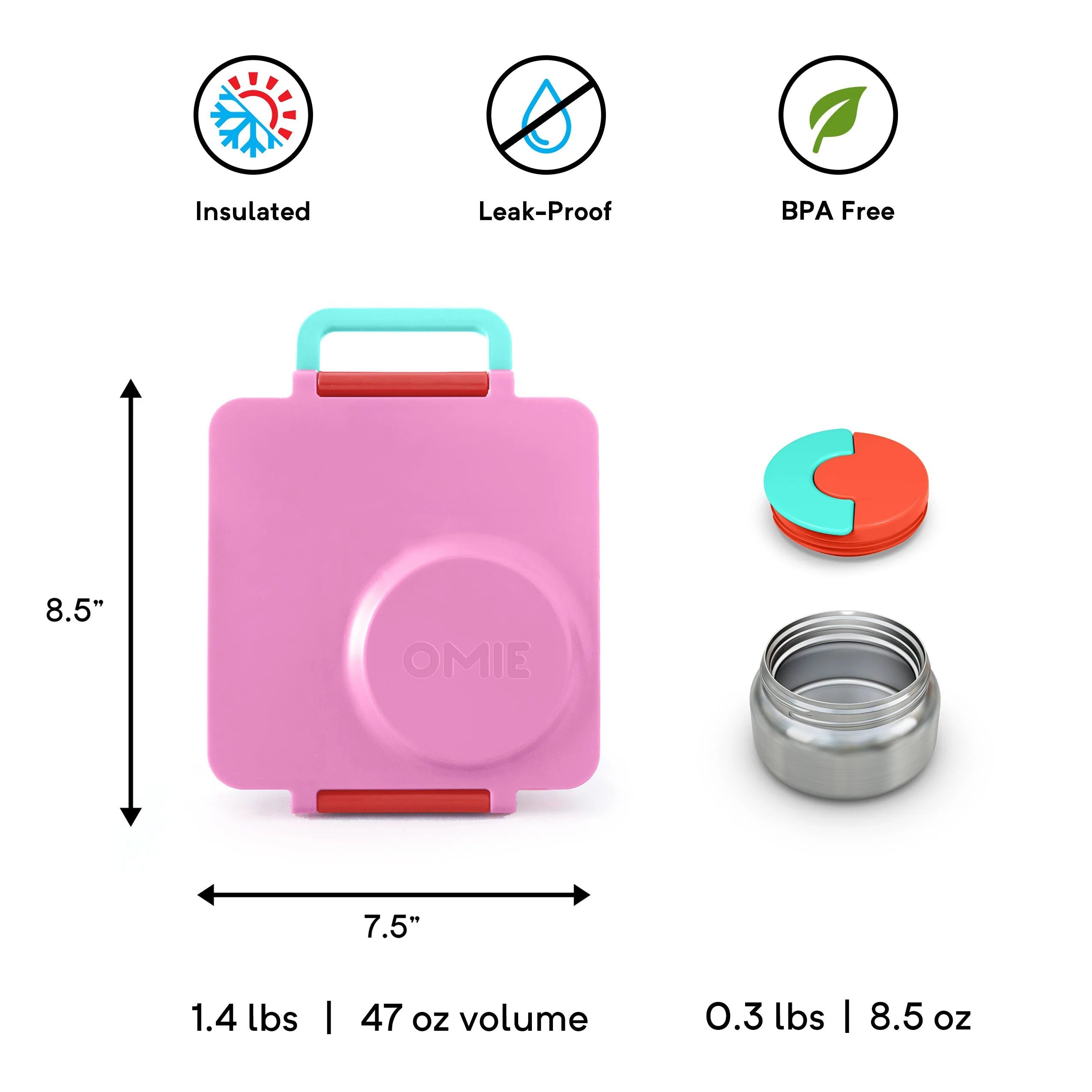 OmieBox - Heat Insulated Pink Bento Lunch Box