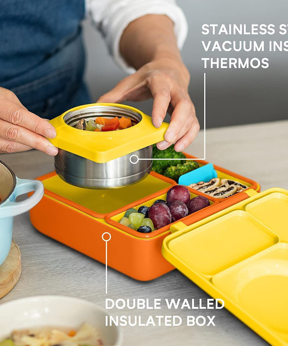 OmieBox Heat Insulated Yellow Bento Lunch Box