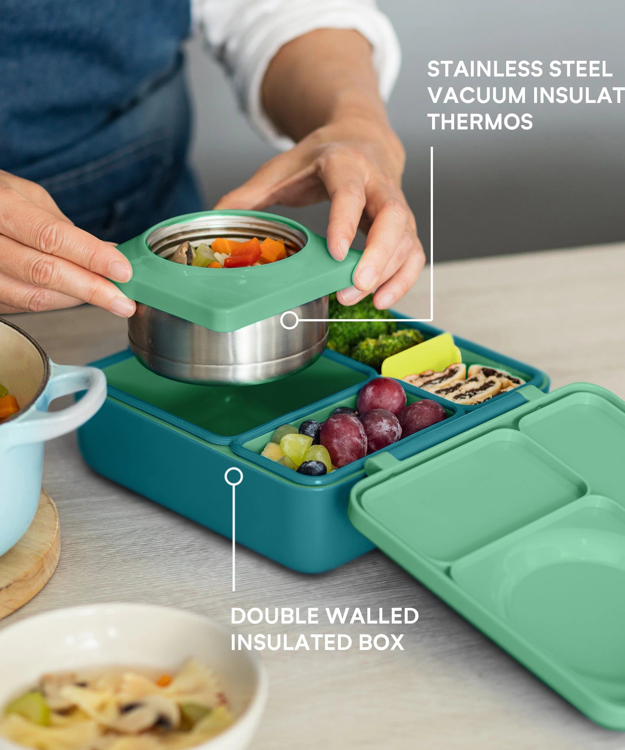 OmieBox - Insulated Green Bento Lunch Box