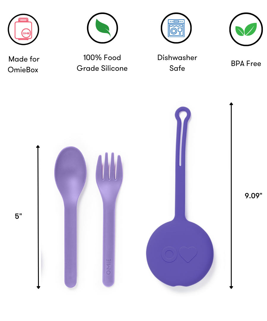 Omiebox - OmiePod Purple Silicone Fork and Spoon Set
