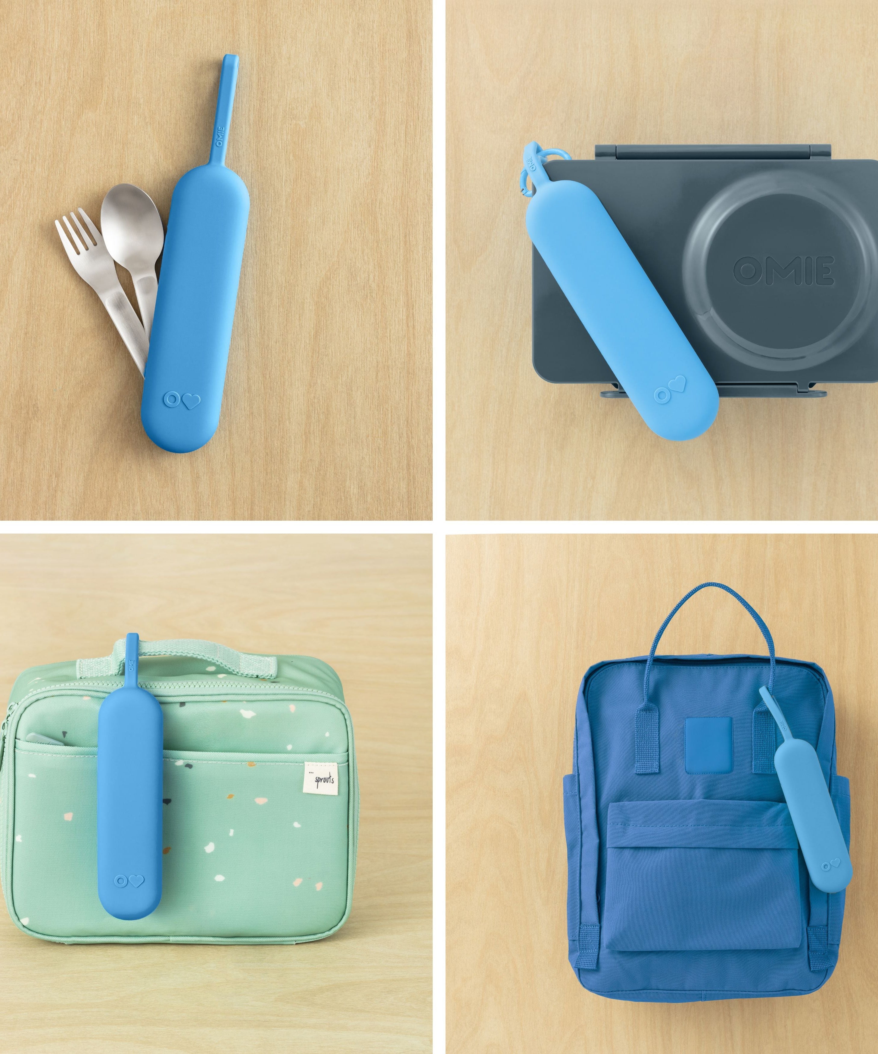 Omiebox - OmiePod UP Azure Silicone Fork and Spoon Set