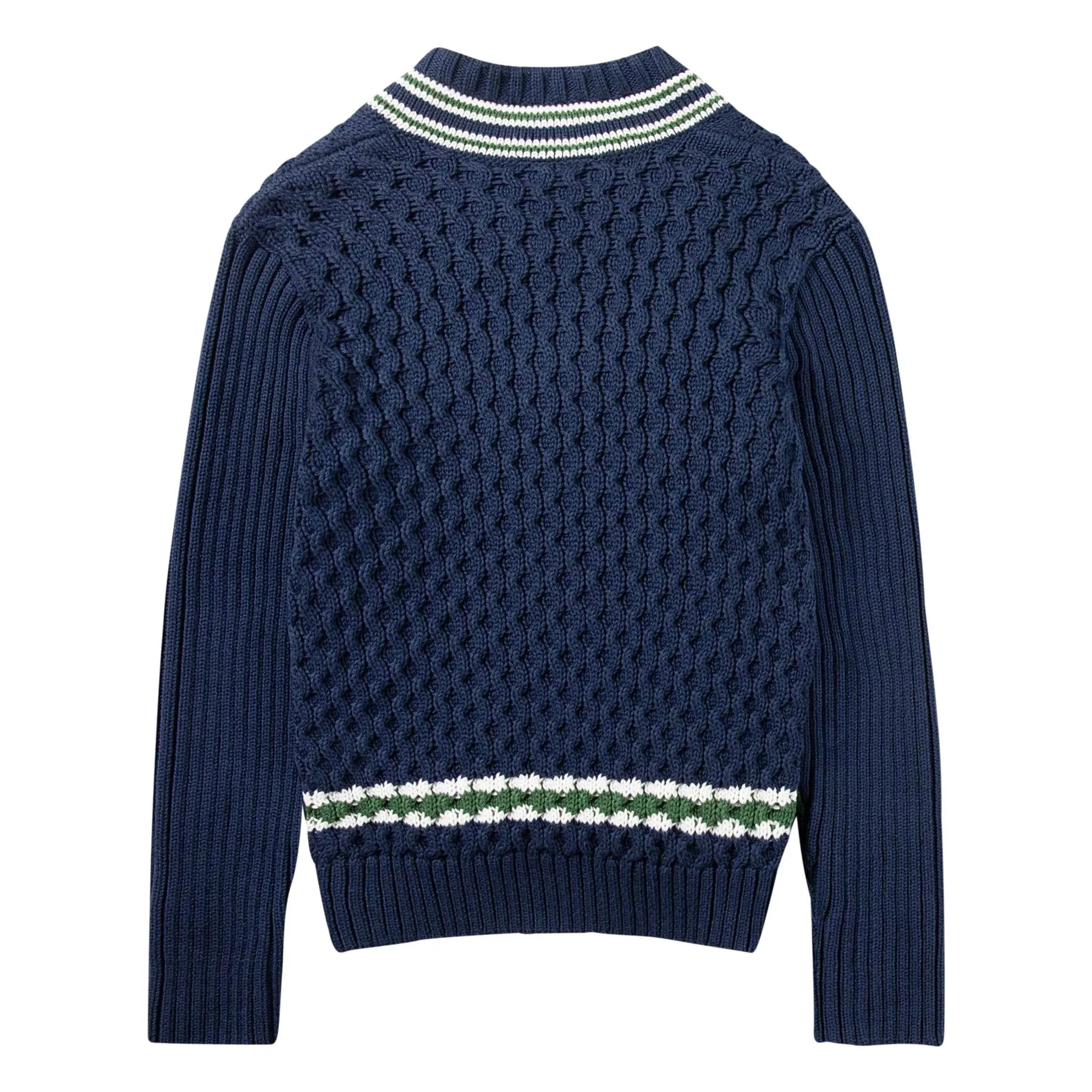 Lacoste - Organic Cotton Cable Knit Sweater | Navy Blue