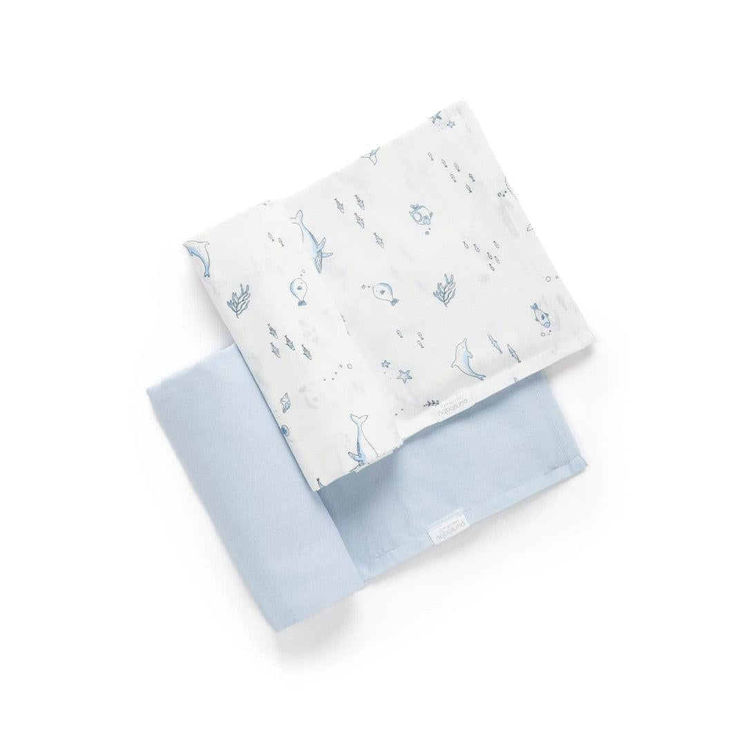 Purebaby Muslin Wrap 2 Pack - Pale Blue Nautical-Muslin Wraps-Pale Blue Nautical-One Size | Natural Baby Shower