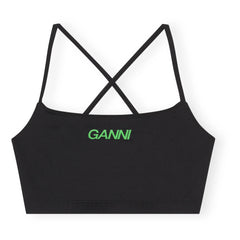 Ganni - Recycled Material Active Sports Bra | Black