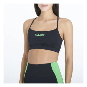 Ganni - Recycled Material Active Sports Bra | Black