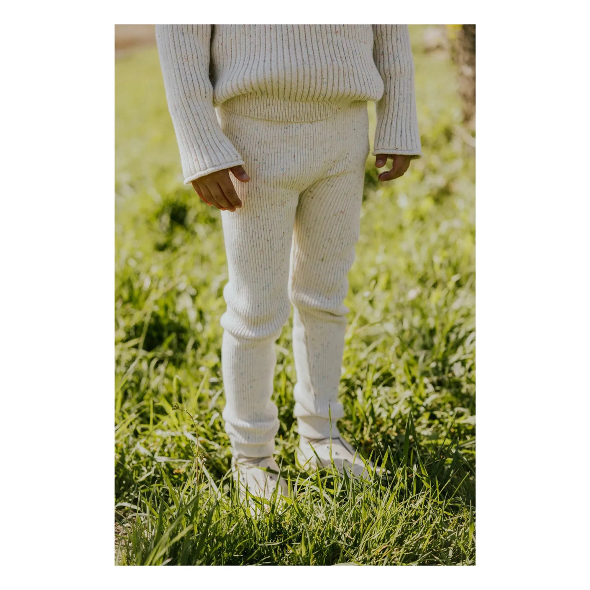 Yuki - Ribbed Organic Cotton Leggings | Heather White