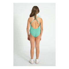 Piupiuchick - Heart Ruffled Ribbed Swimsuit | Green