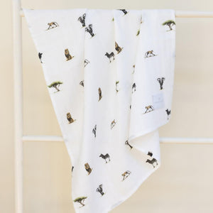 Rosa & Blue Muslin Squares - Safari - 3 Pack-Muslin Squares-Safari- | Natural Baby Shower