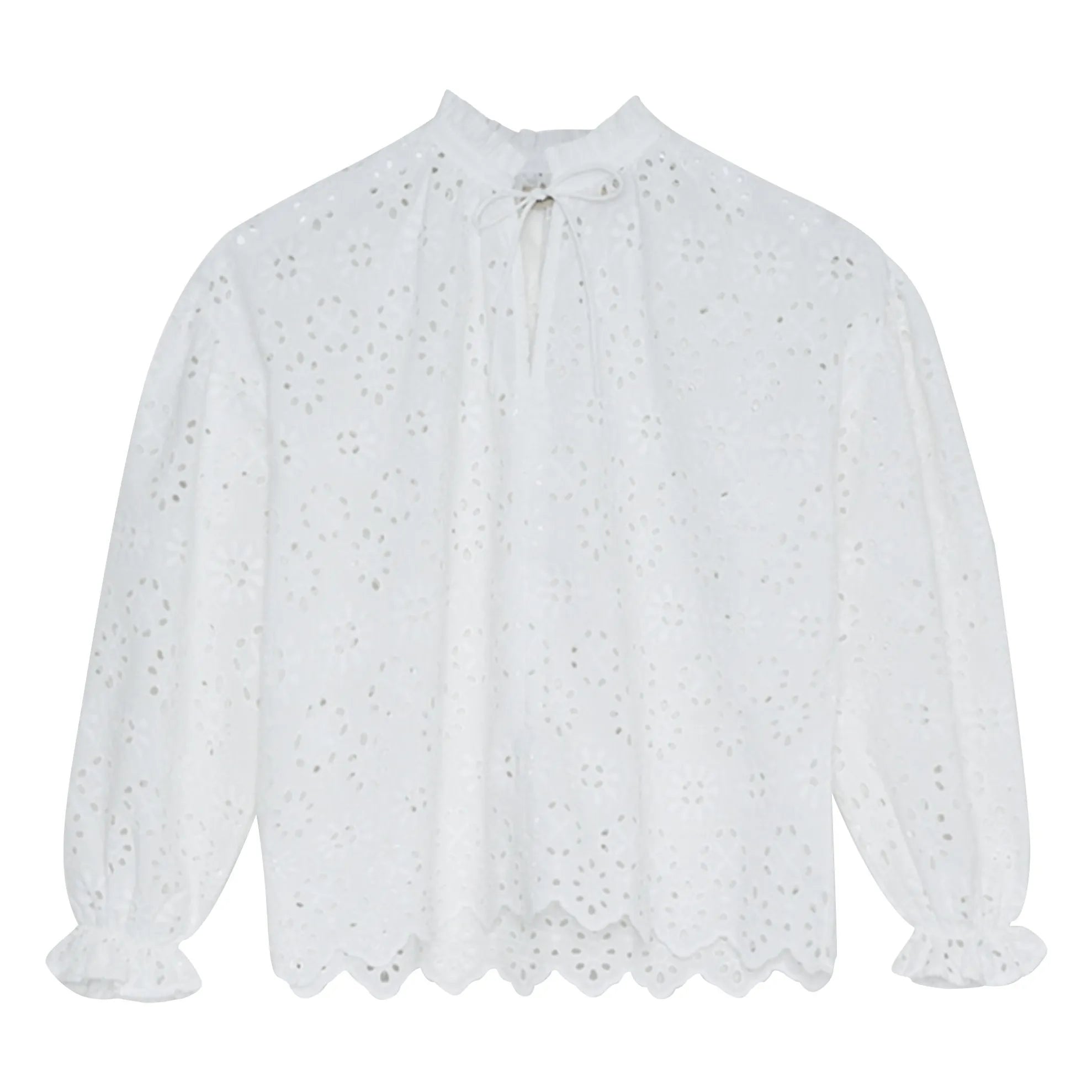 the new society - Sakura English Embroidered Blouse | White