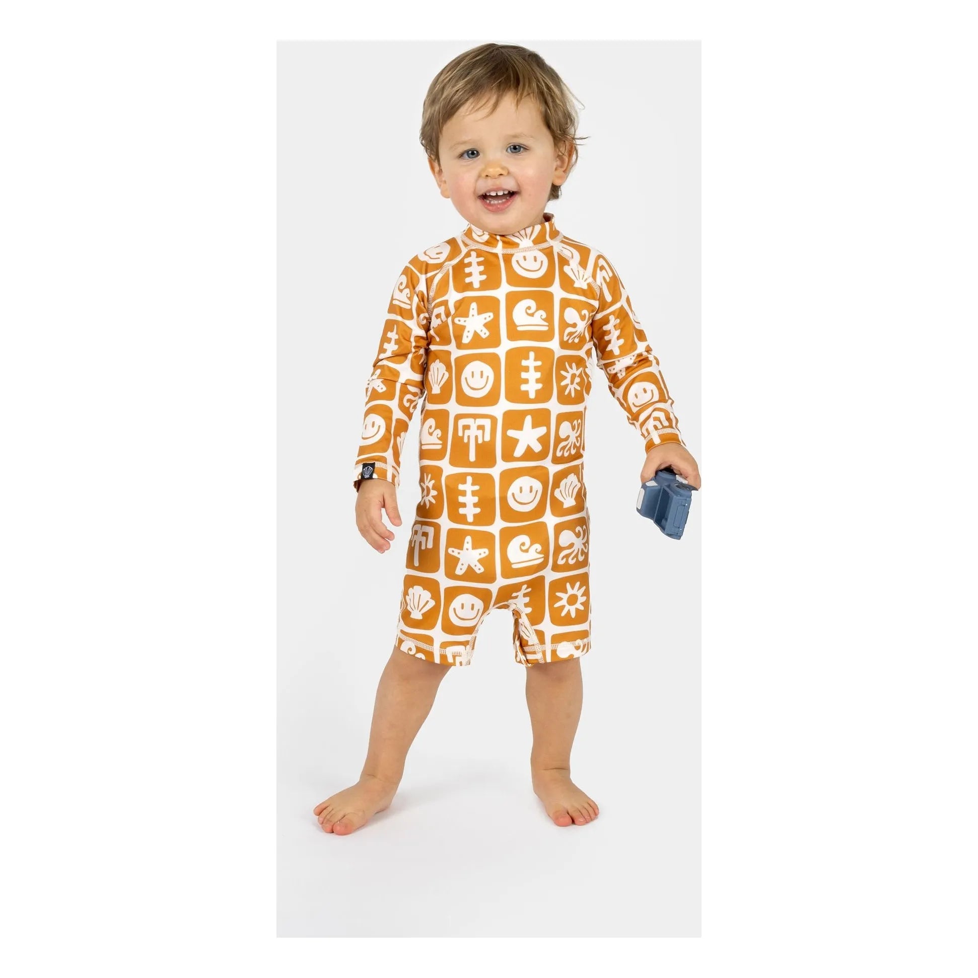 Beach & Bandits - Sea Smiley Recycled Fiber UV Protection Romper | Terracotta