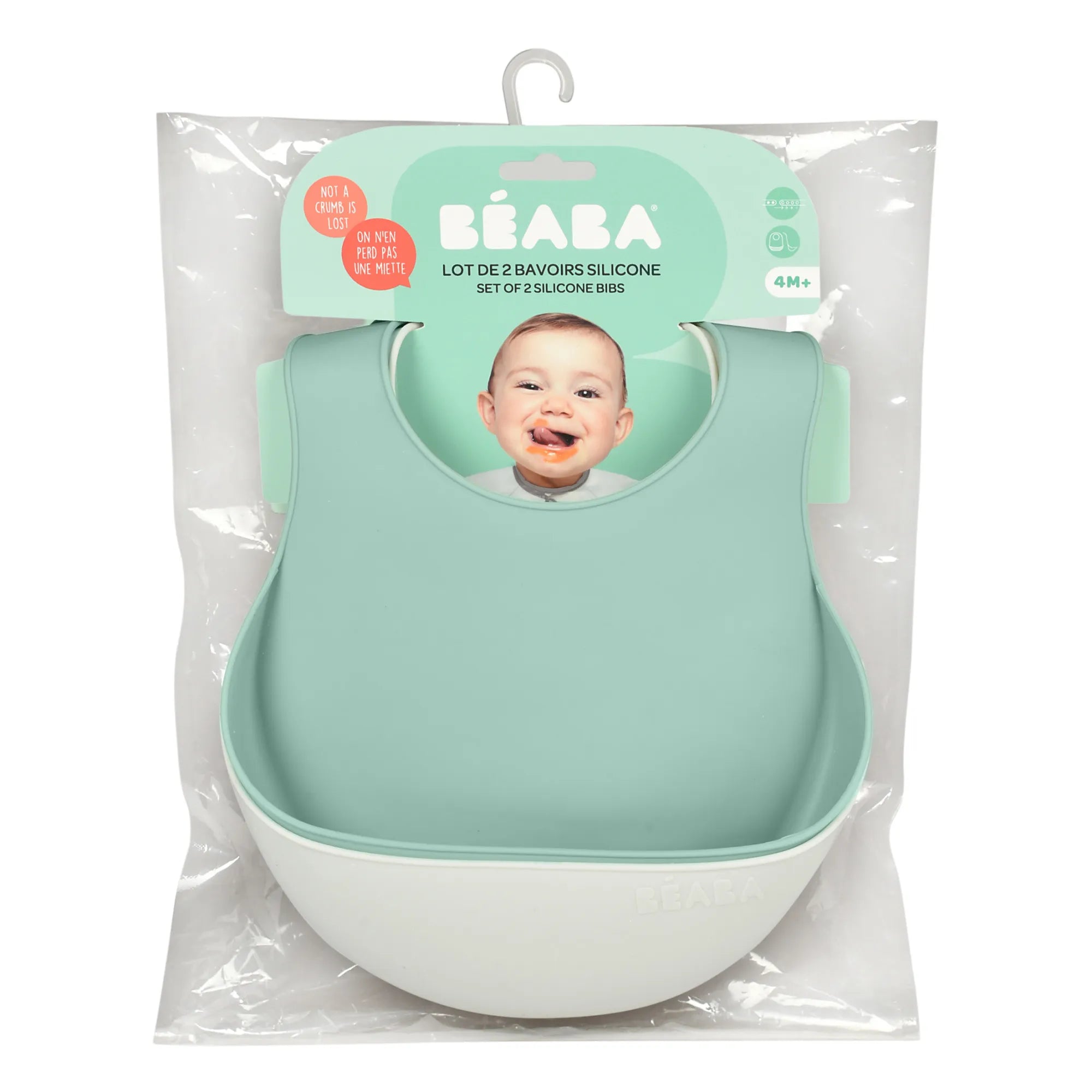 Béaba - Silicone Bibs - 2-Pack | Sage