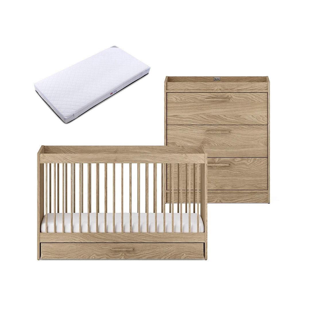 Silver Cross Geneva 2 Piece Nursery Set (Cot Bed & Dresser) - Oak-Nursery Sets-Oak-Superior Mattress | Natural Baby Shower