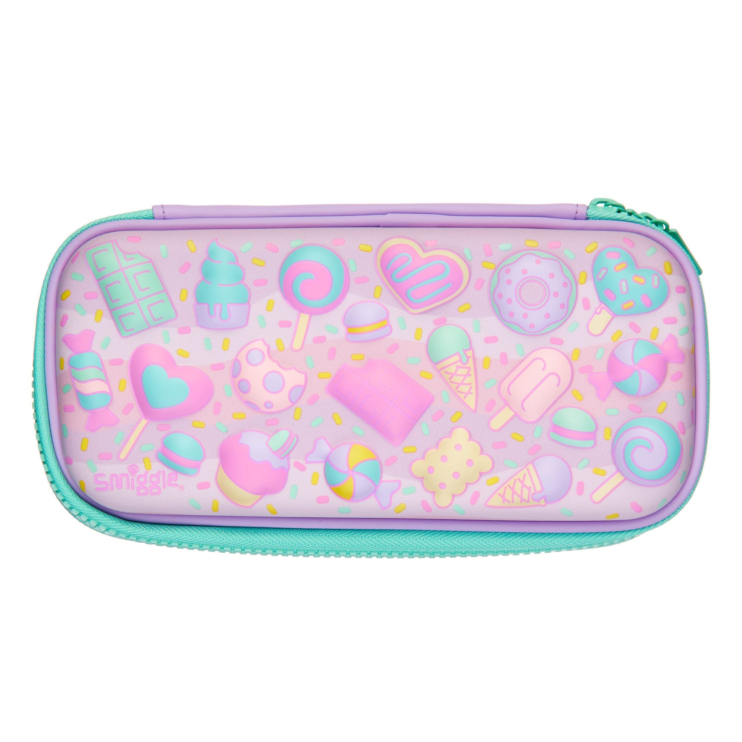Smiggle - 3D Embossed Hardtop Wondrous Ice Cream Patterned Pink Pencil Case