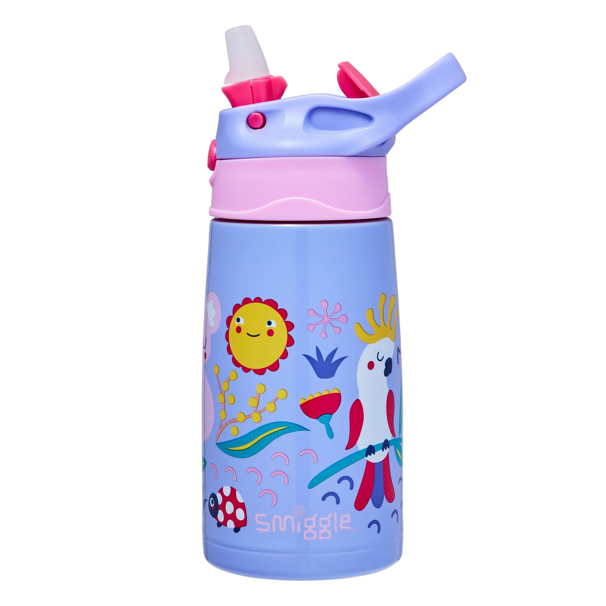 Smiggle - Animalia Junior Stainless Steel Flip Water Bottle 400Ml