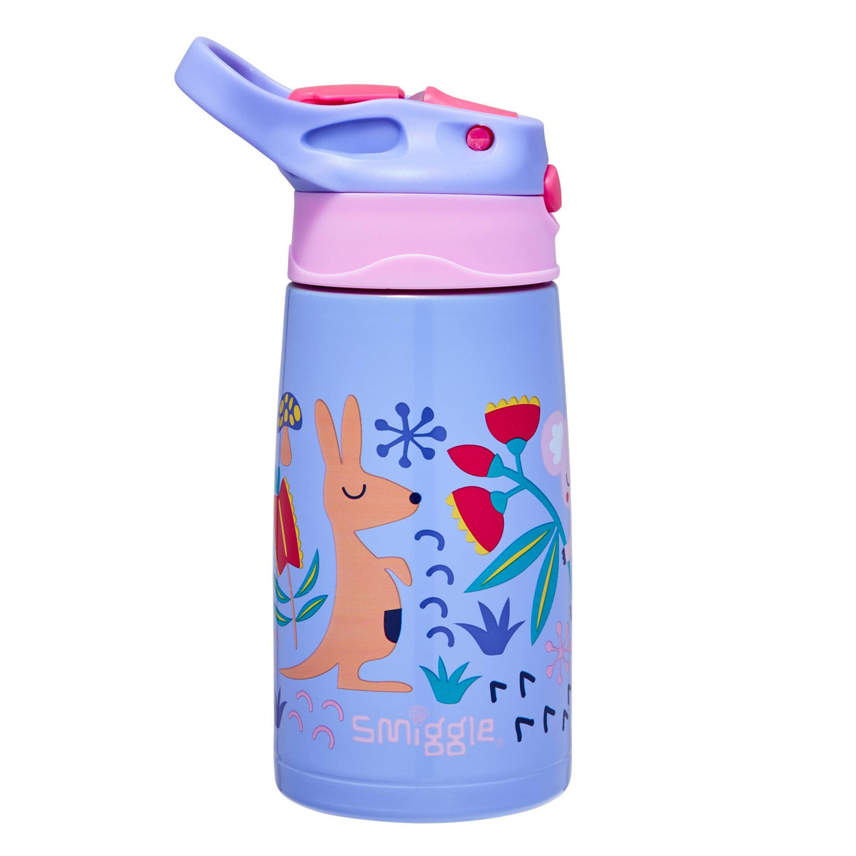 Smiggle - Animalia Junior Stainless Steel Flip Water Bottle 400Ml
