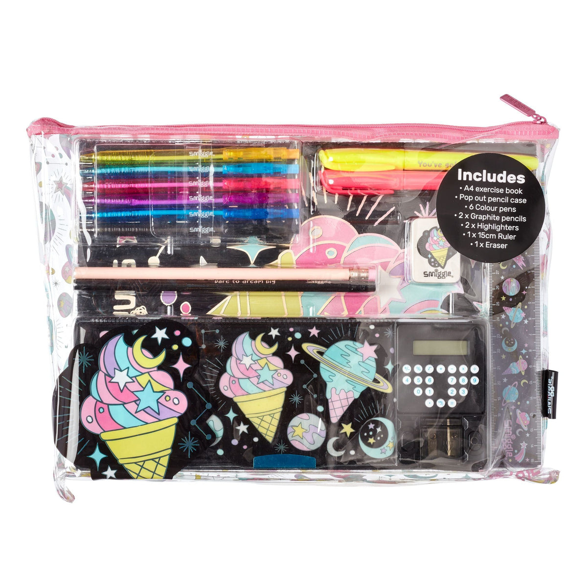 Smiggle - Beyond Ice Cream Calculator Pencil Case Stationery Set