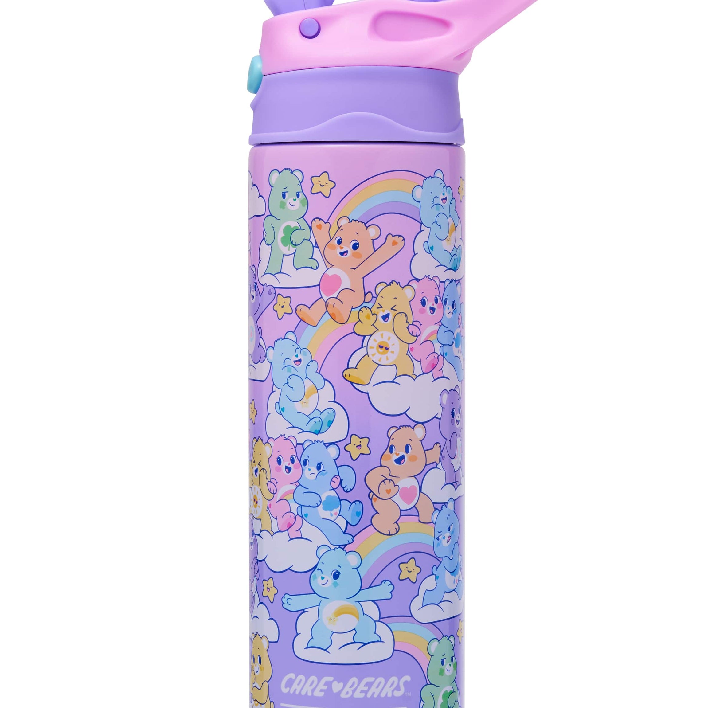 Smiggle - Care Bears 520ML Automatic Hidden Straw Steel Bottle