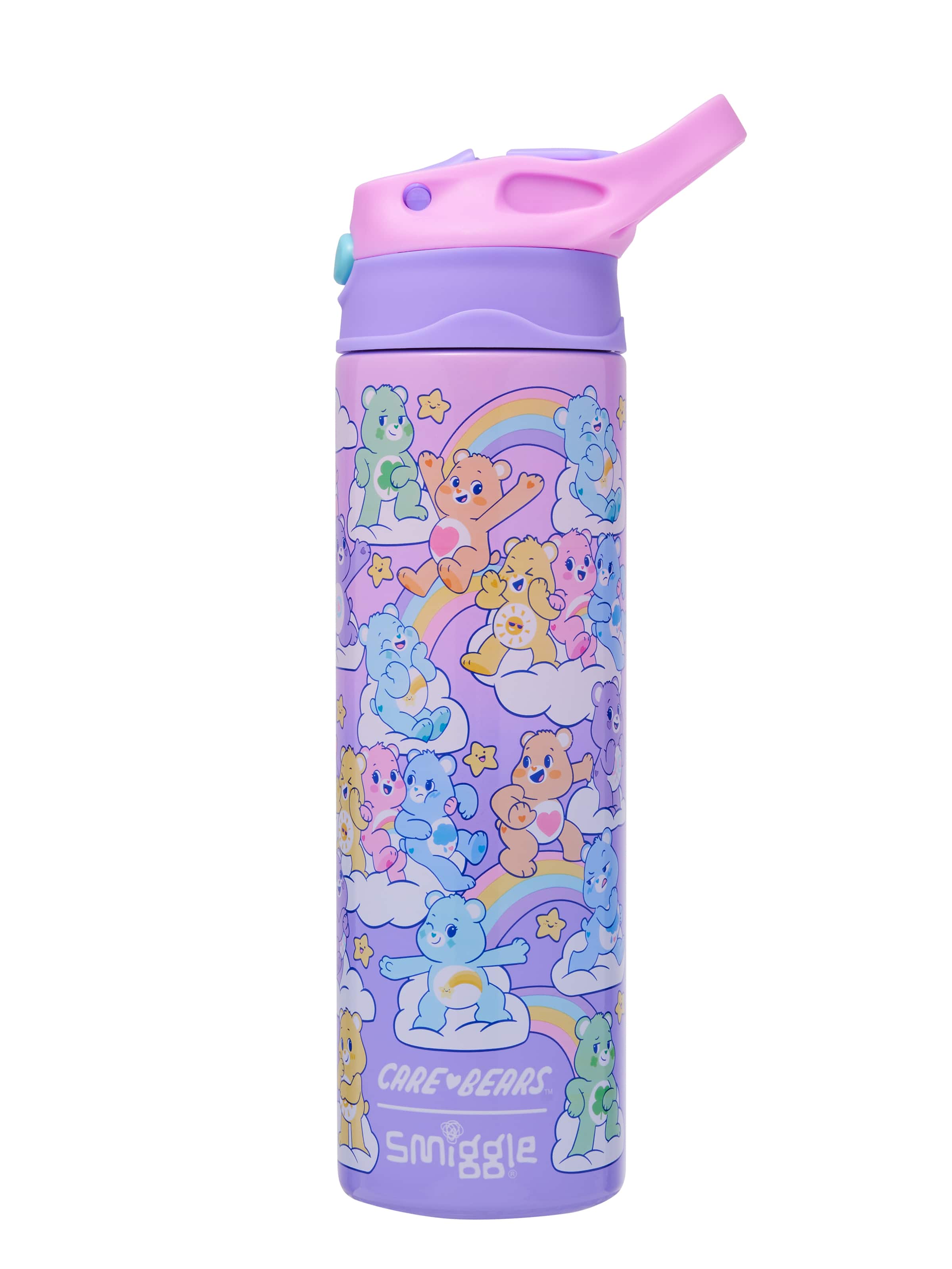 Smiggle - Care Bears 520ML Automatic Hidden Straw Steel Bottle
