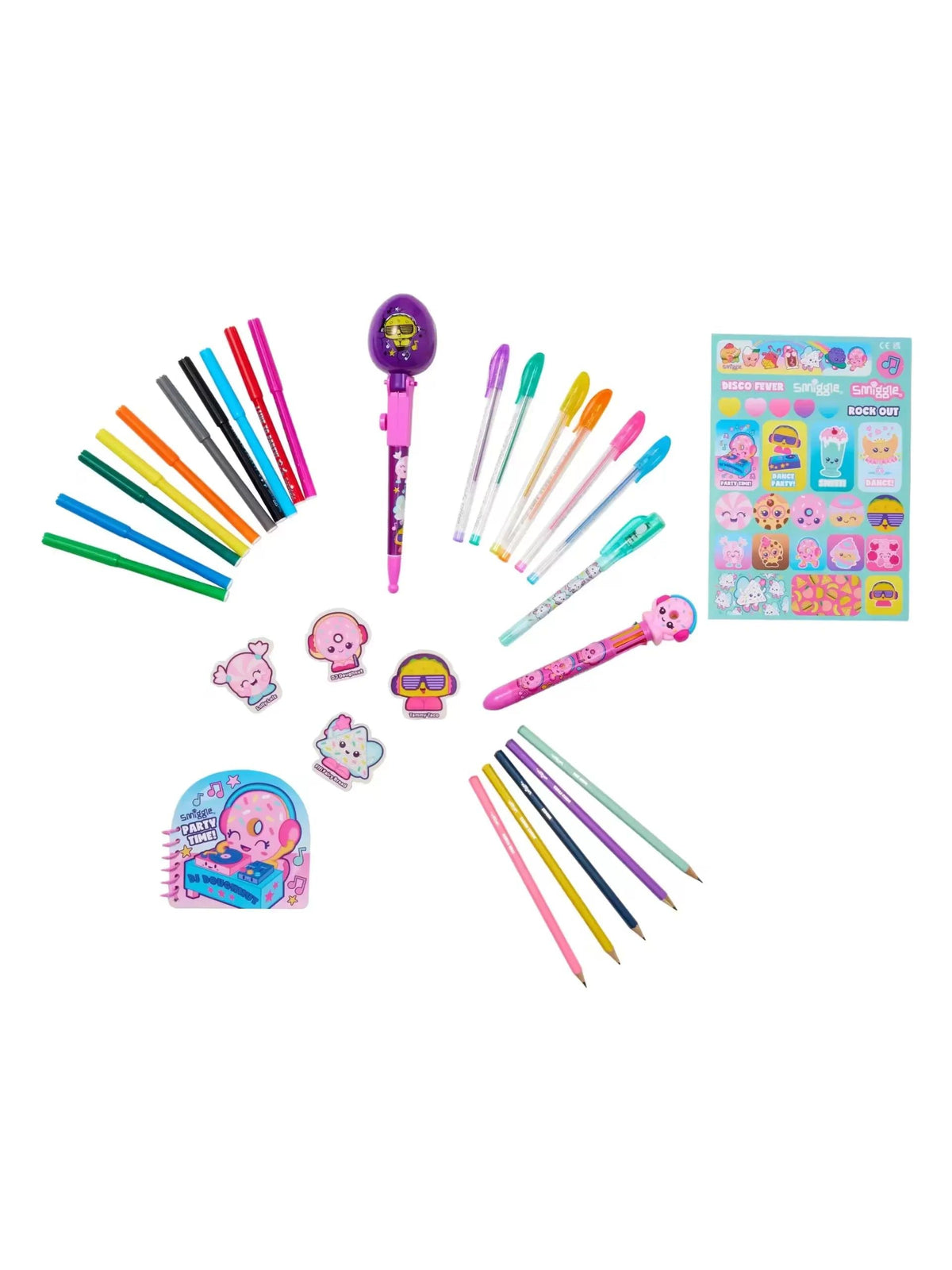 Smiggle - Notebook, Eraser, Pencil and Colouring Stationery Set