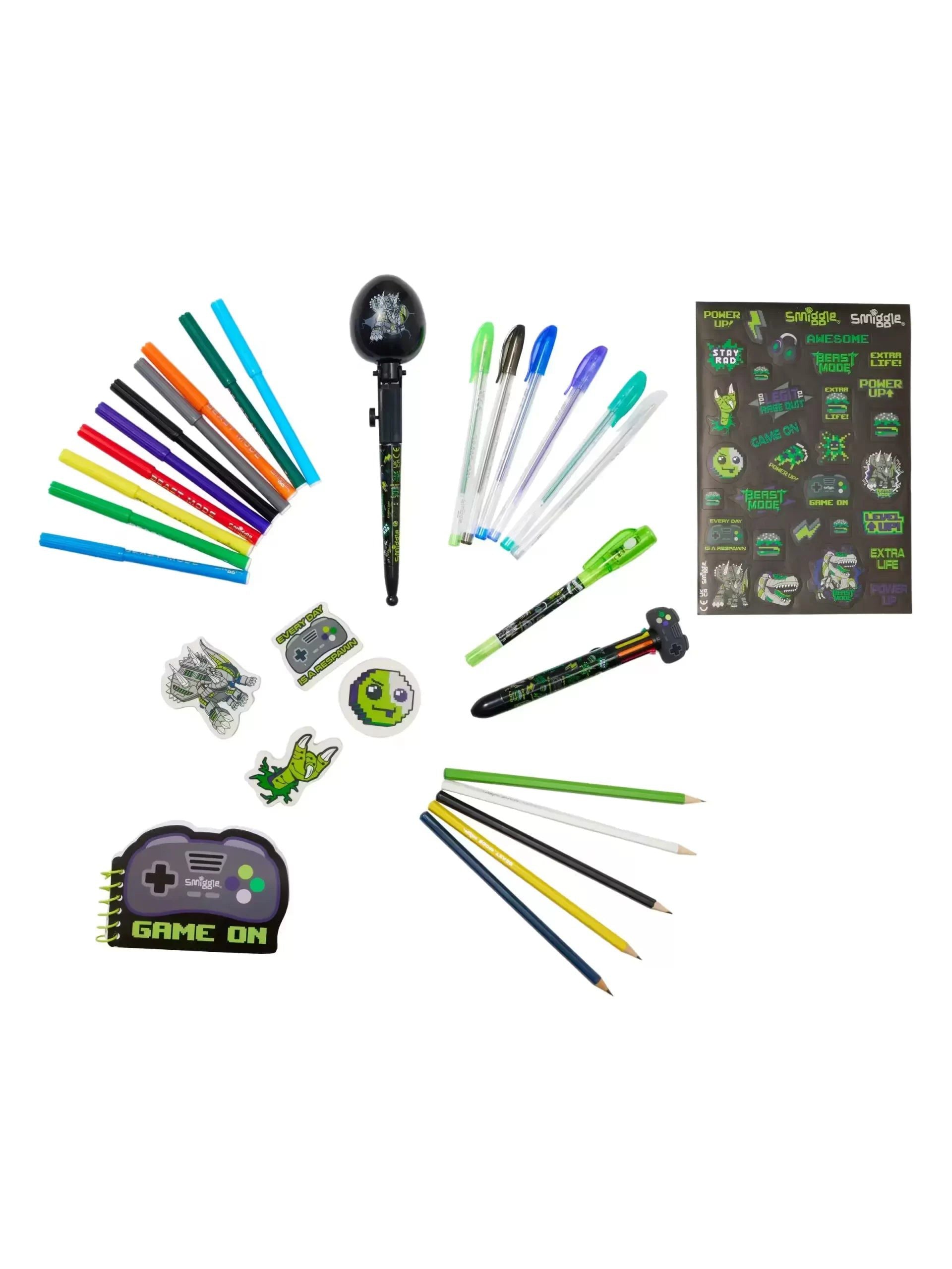 Smiggle - Notebook, Eraser, Pencil and Colouring Stationery Set