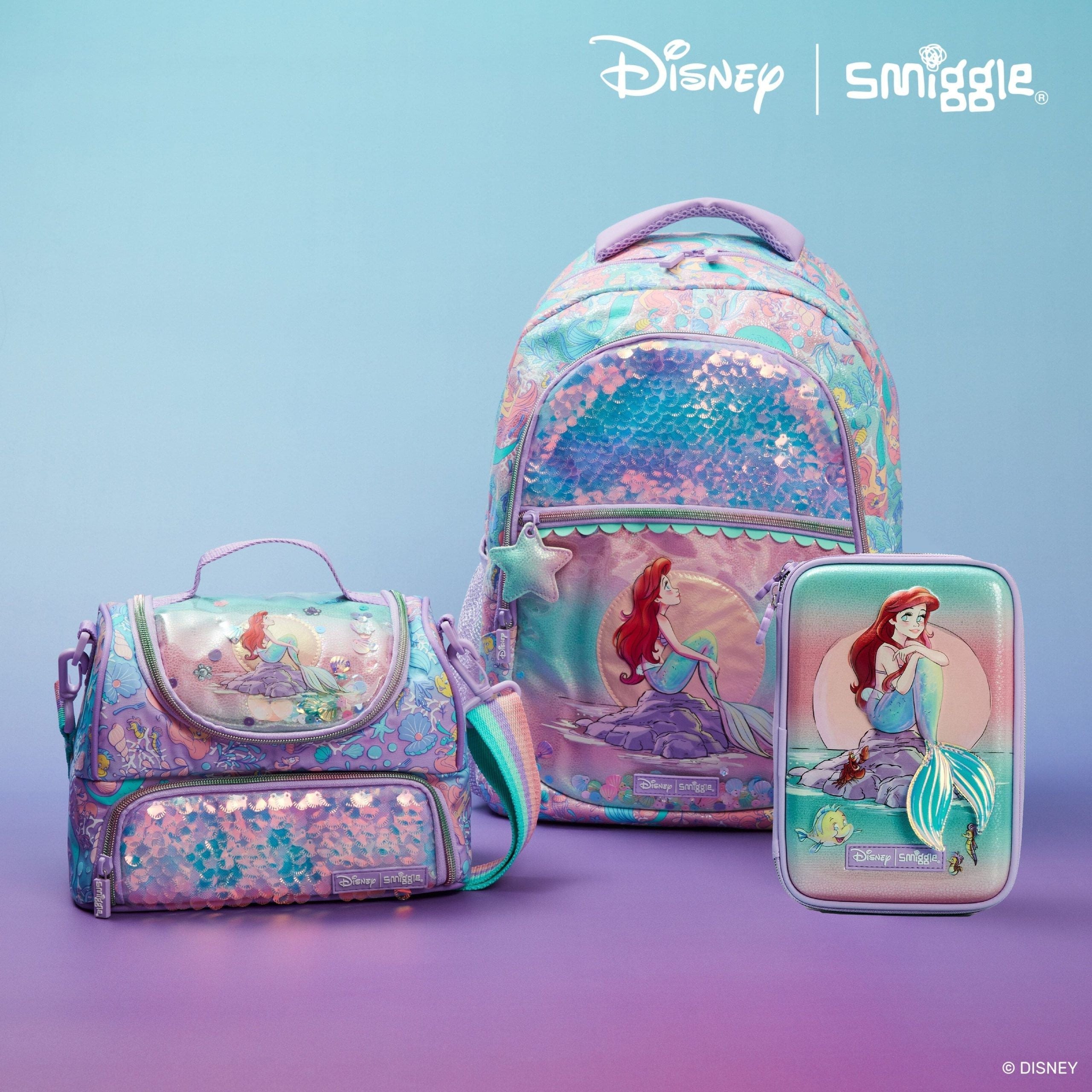 Smiggle - Disney Princess Ariel 3-Piece School Bag Set