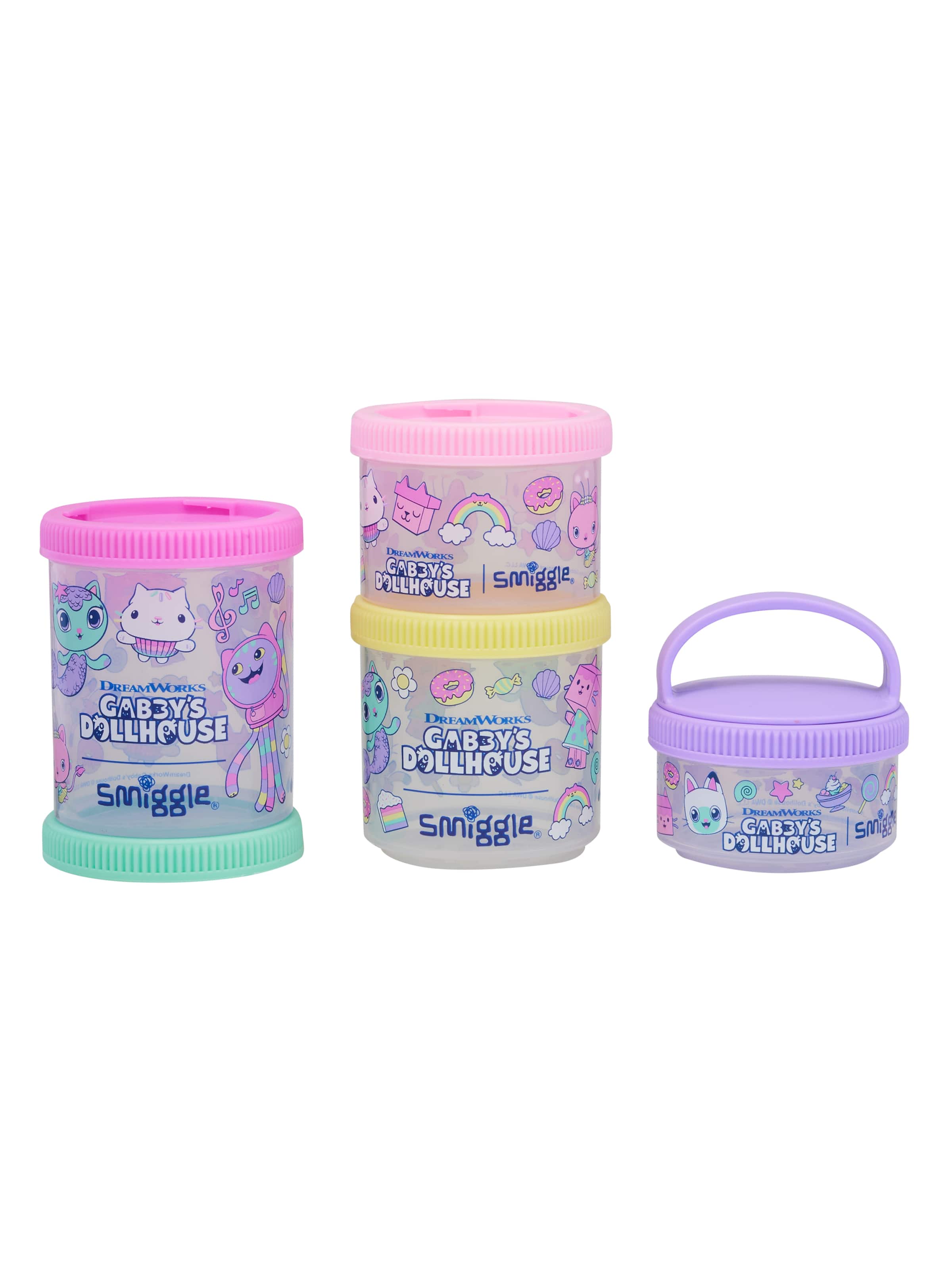 Smiggle - Gabbys Dollhouse 4 Piece Snack Lunch Boxes