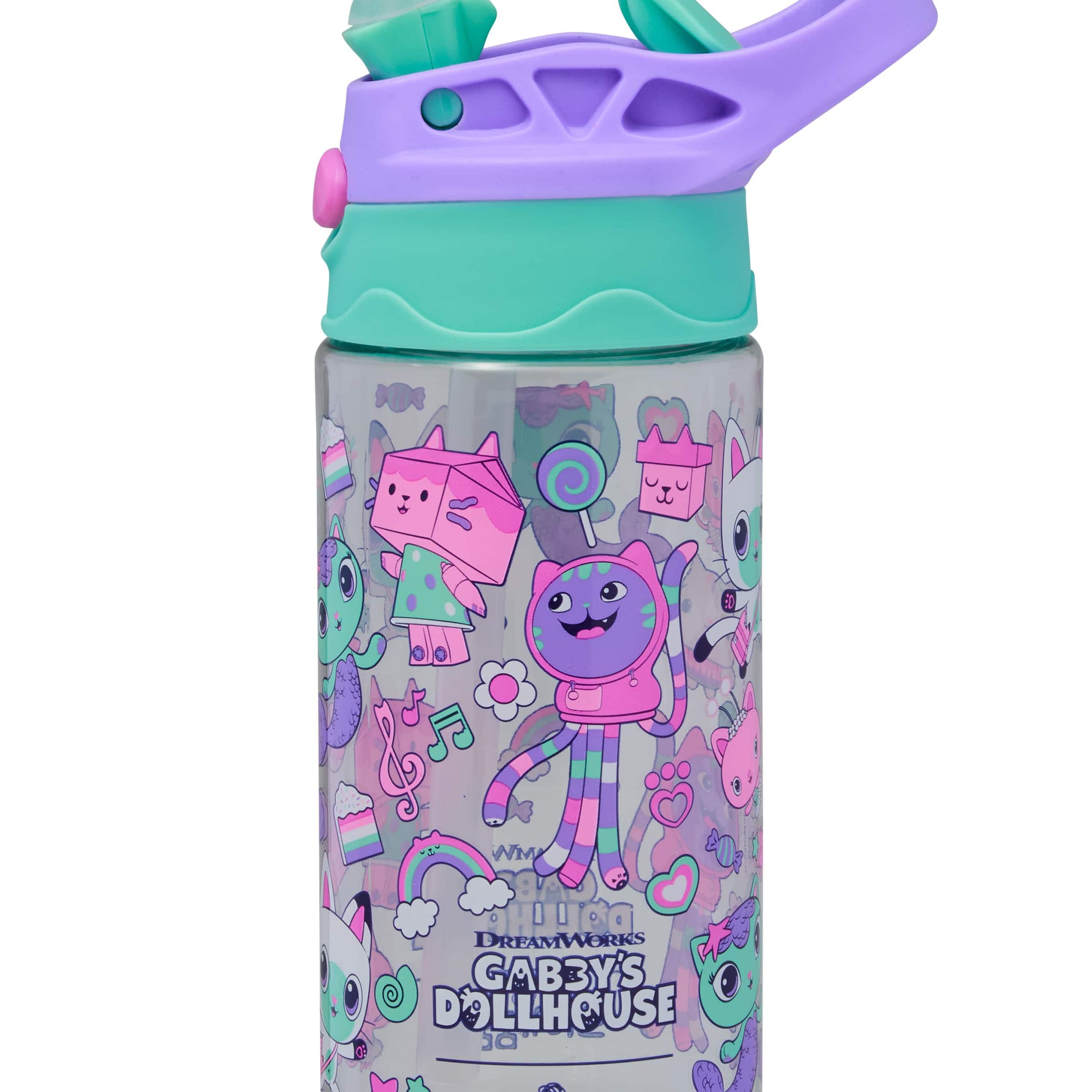 Smiggle - Gabbys Dollhouse BPAsız 440ML Gizli Pipetli Suluk - Dinossi