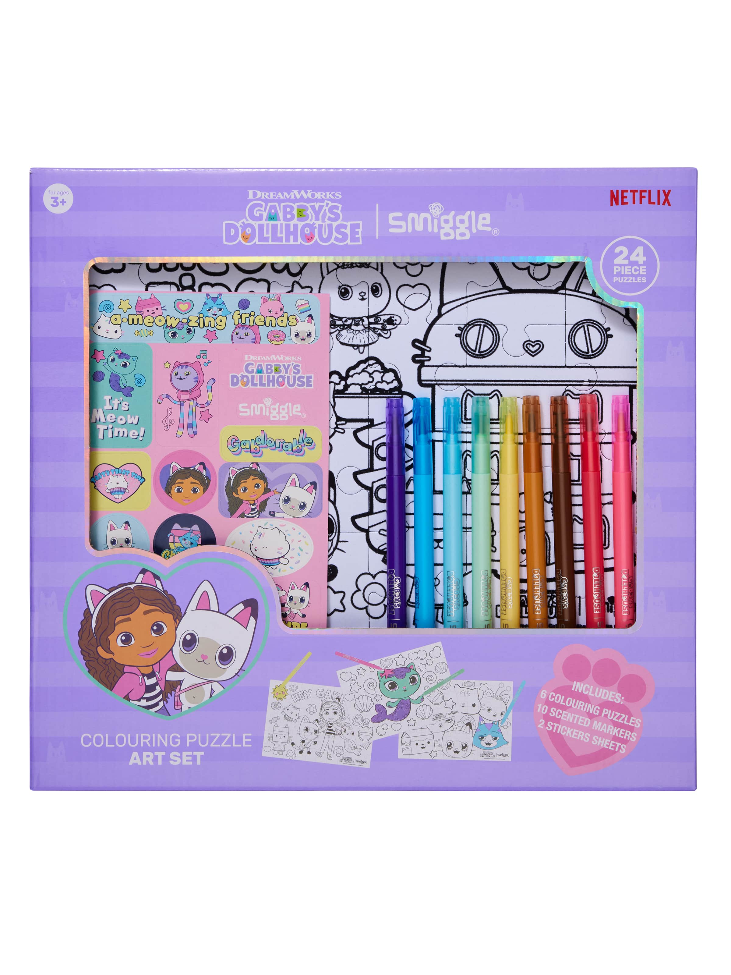 Smiggle - Gabbys Dollhouse Puzzle and Art Stationery Set