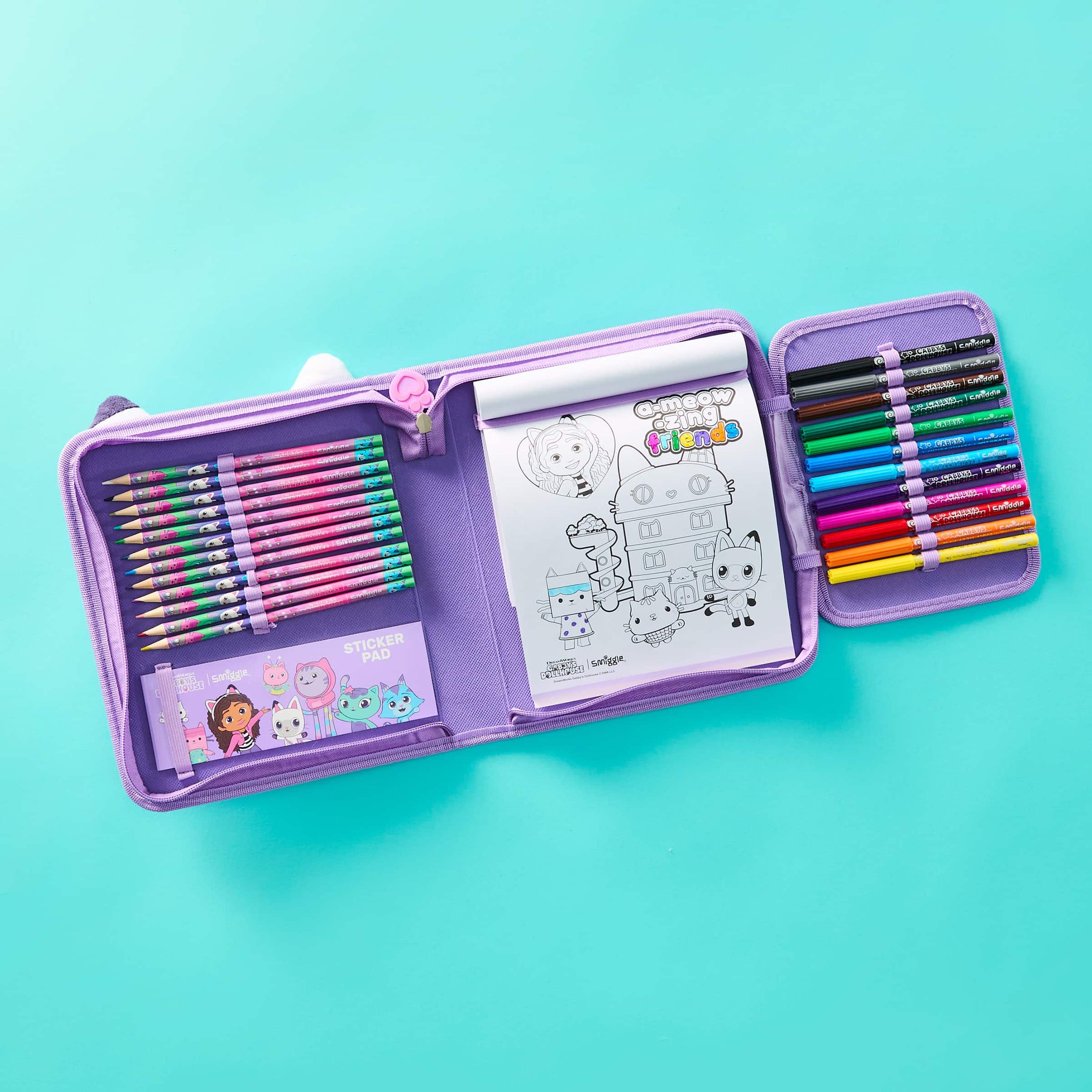 Smiggle - Gabby's Dollhouse Pencil Case and Stationery Set