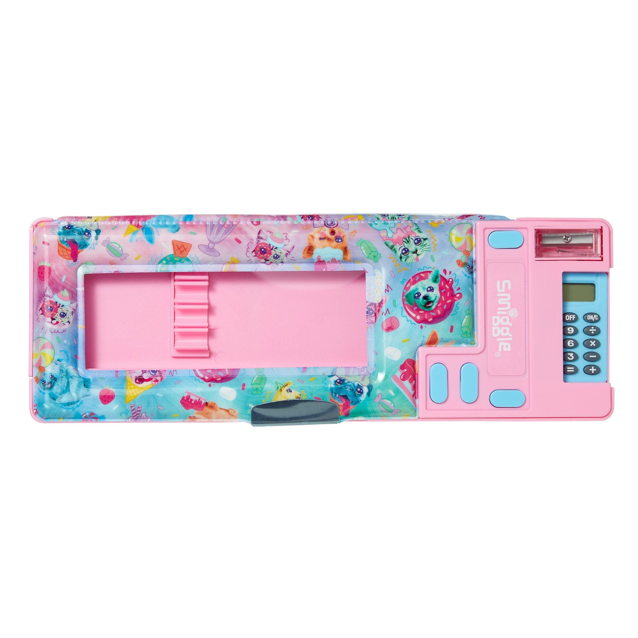 Smiggle - Galaxy Cheerful Animals Pop Out Automatic Pencil Case with Calculator