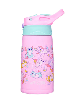 Smiggle - Happy Tales Steel Automatic Straw 400ML Water Bottle