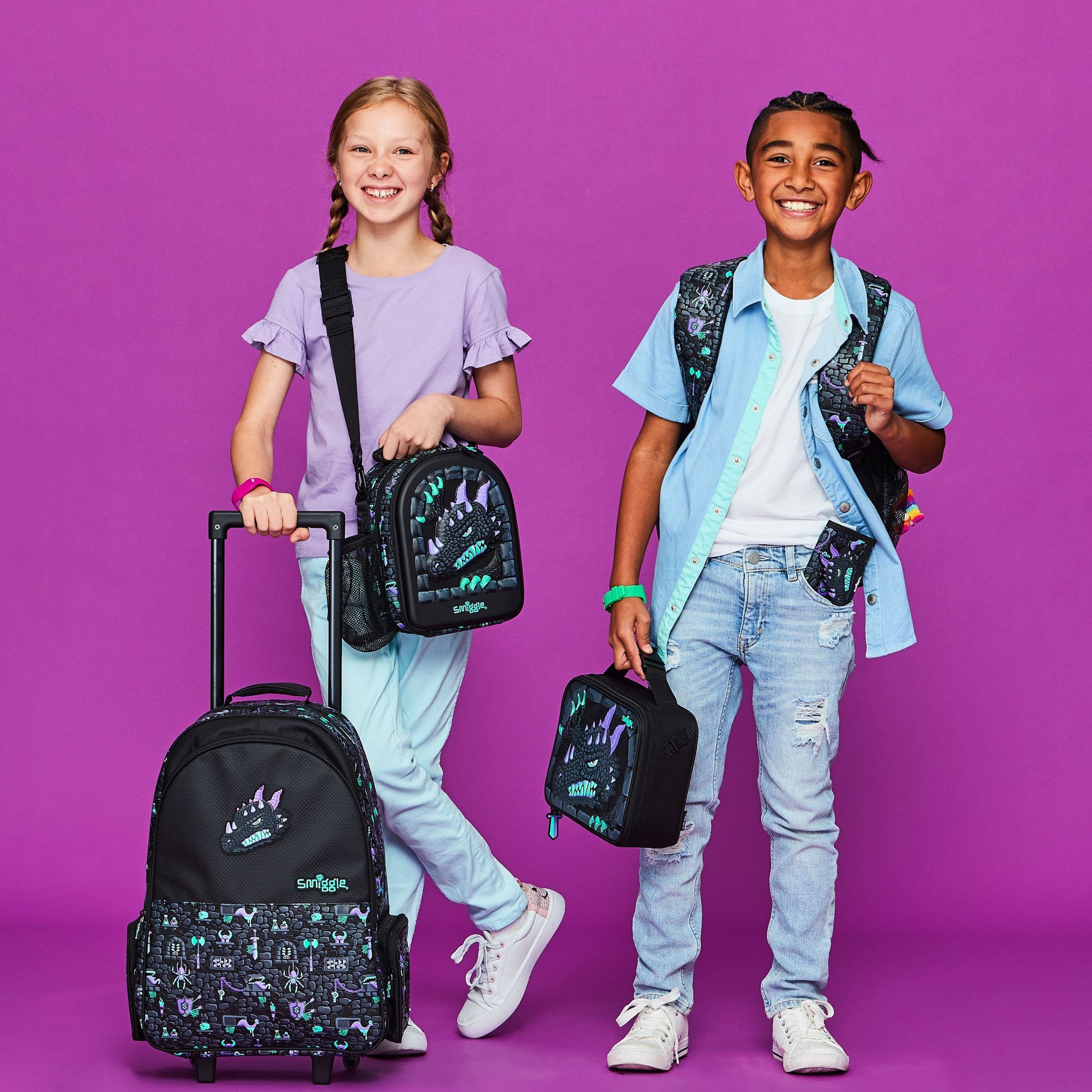 Smiggle - Hey There Lighted Wheeled School and Travel Bag