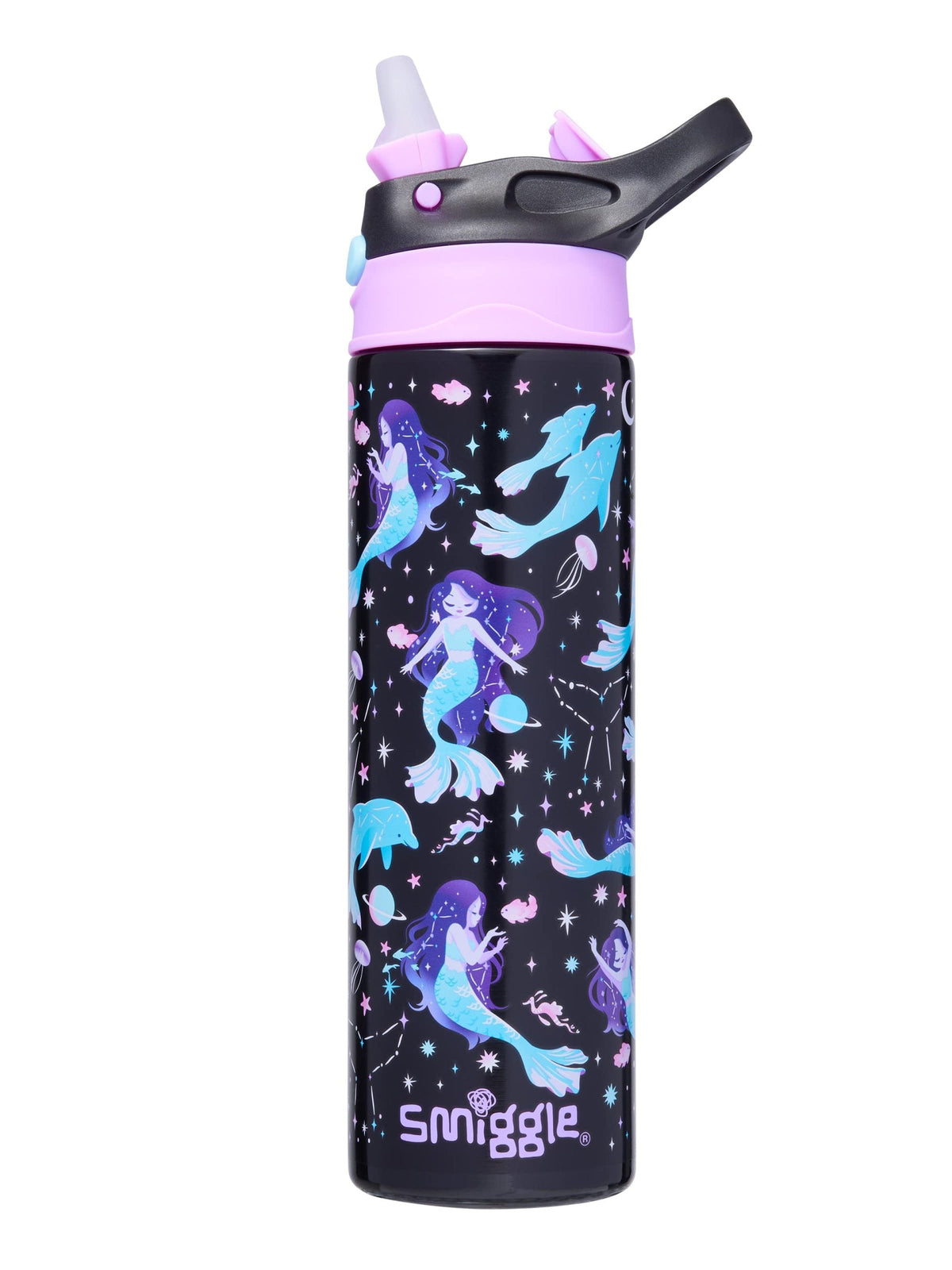 Smiggle - Limitless Stainless Steel 520ML Automatic Straw Bottle