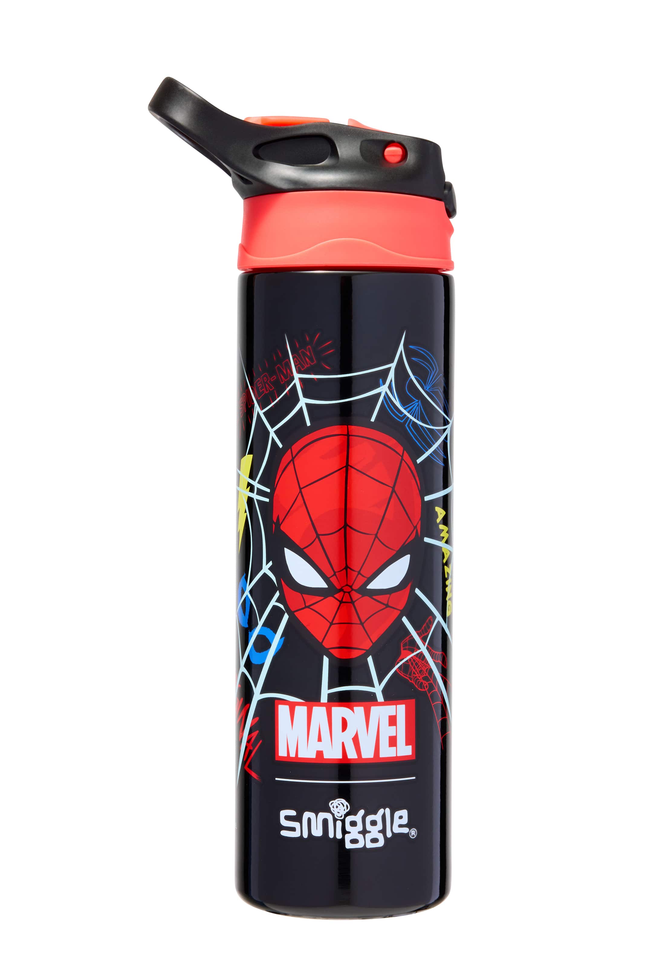 Smiggle - Marvel Spiderman BPA-Free Automatic Straw 650ML Water Bottle