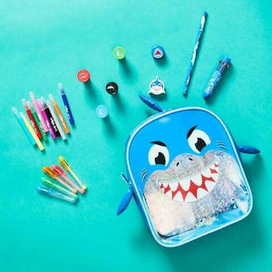 Smiggle - Sweet Blue Shark Crayon Backpack Set for Little Ones