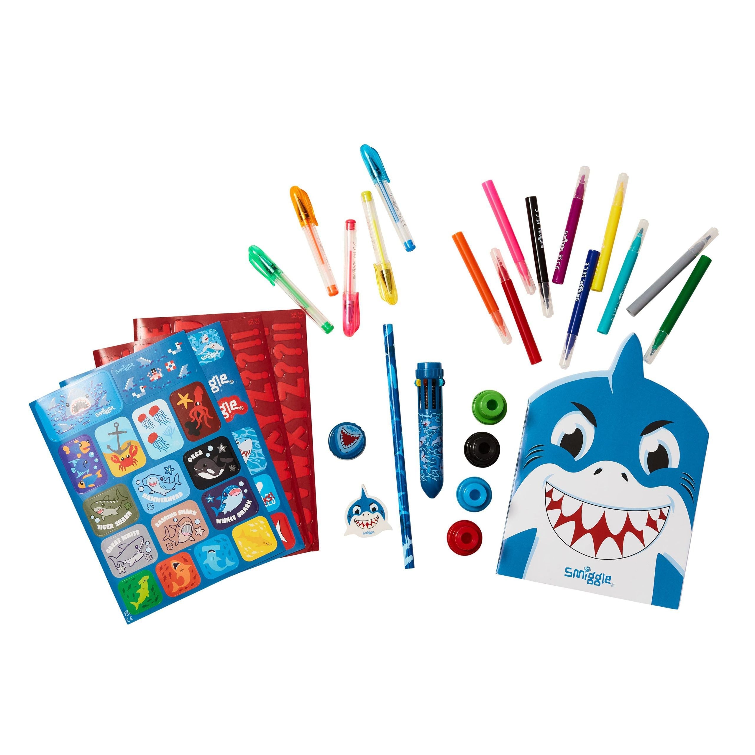 Smiggle - Sweet Blue Shark Crayon Backpack Set for Little Ones
