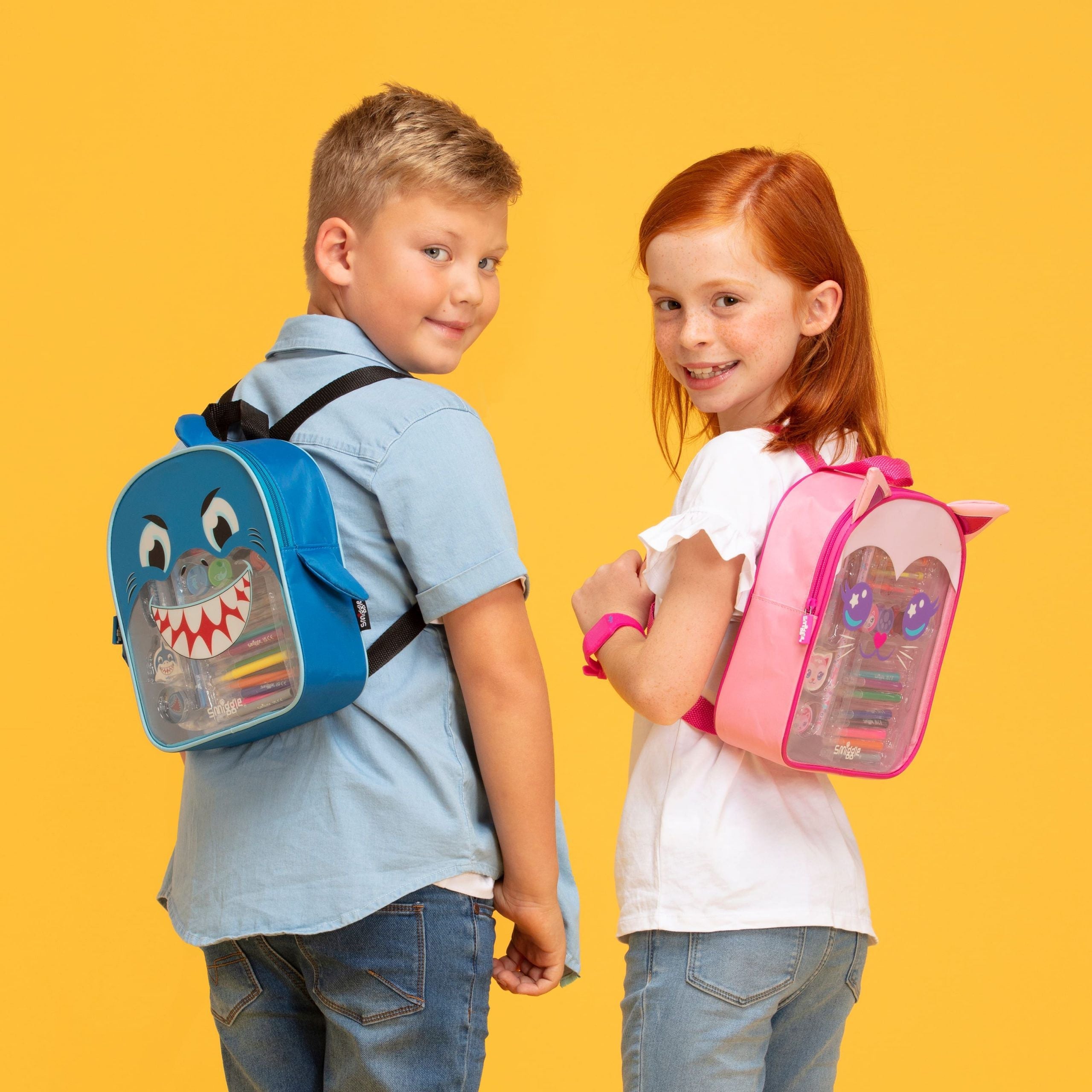 Smiggle - Sweet Blue Shark Crayon Backpack Set for Little Ones
