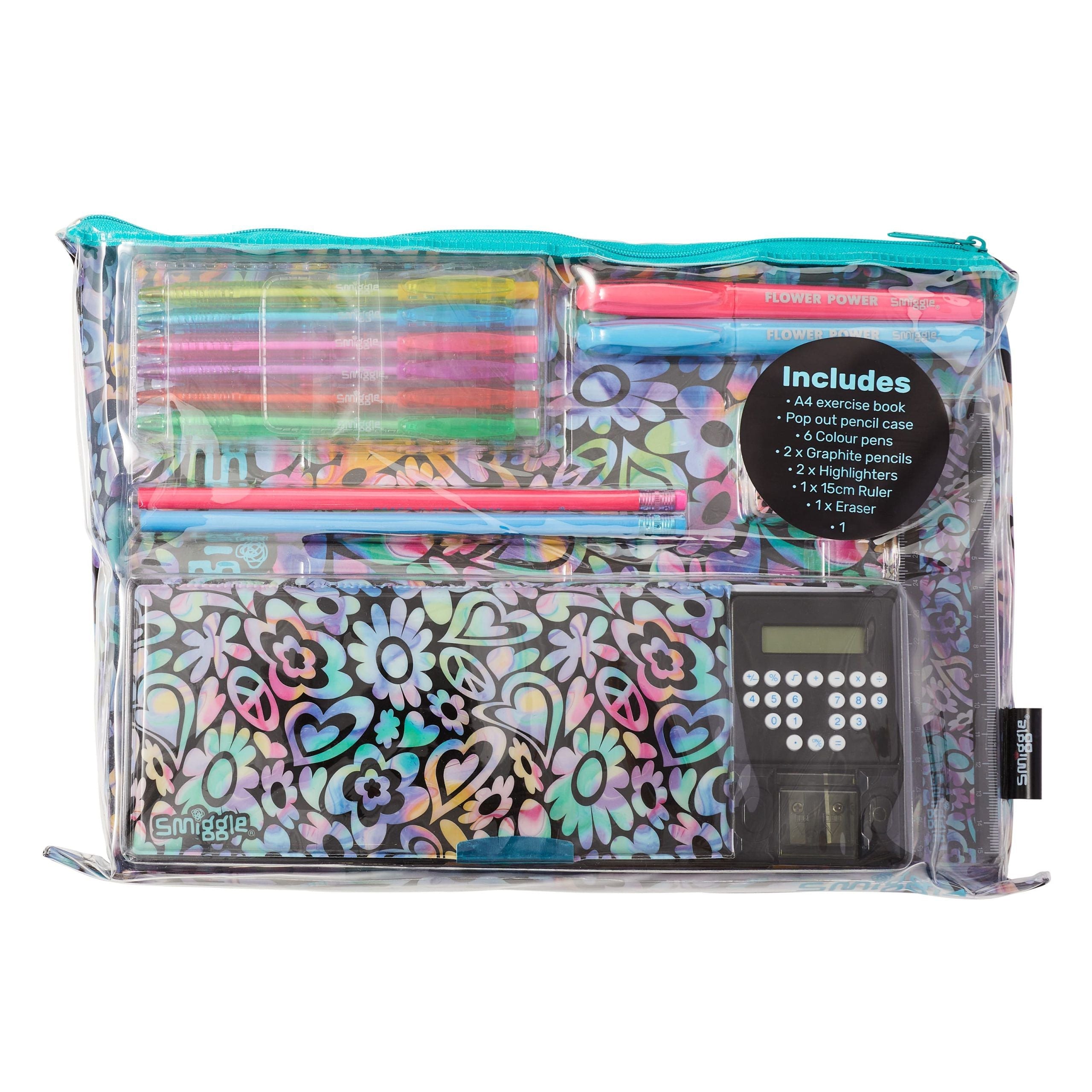 Smiggle - Mirage Automatic Pencil Case with Calculator and Stationery Set