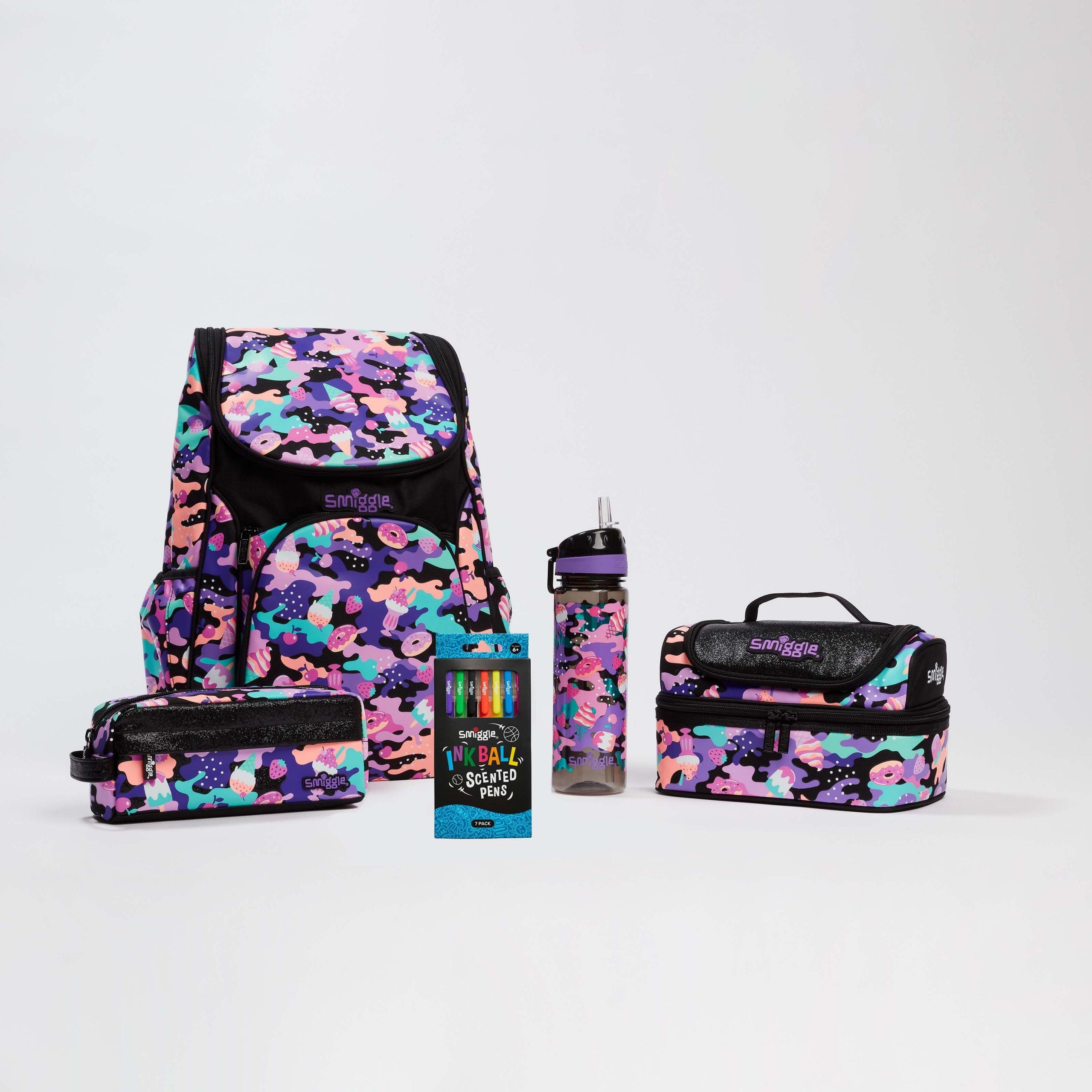 Smiggle - School Bag Set - Hide Black Purple School Pack