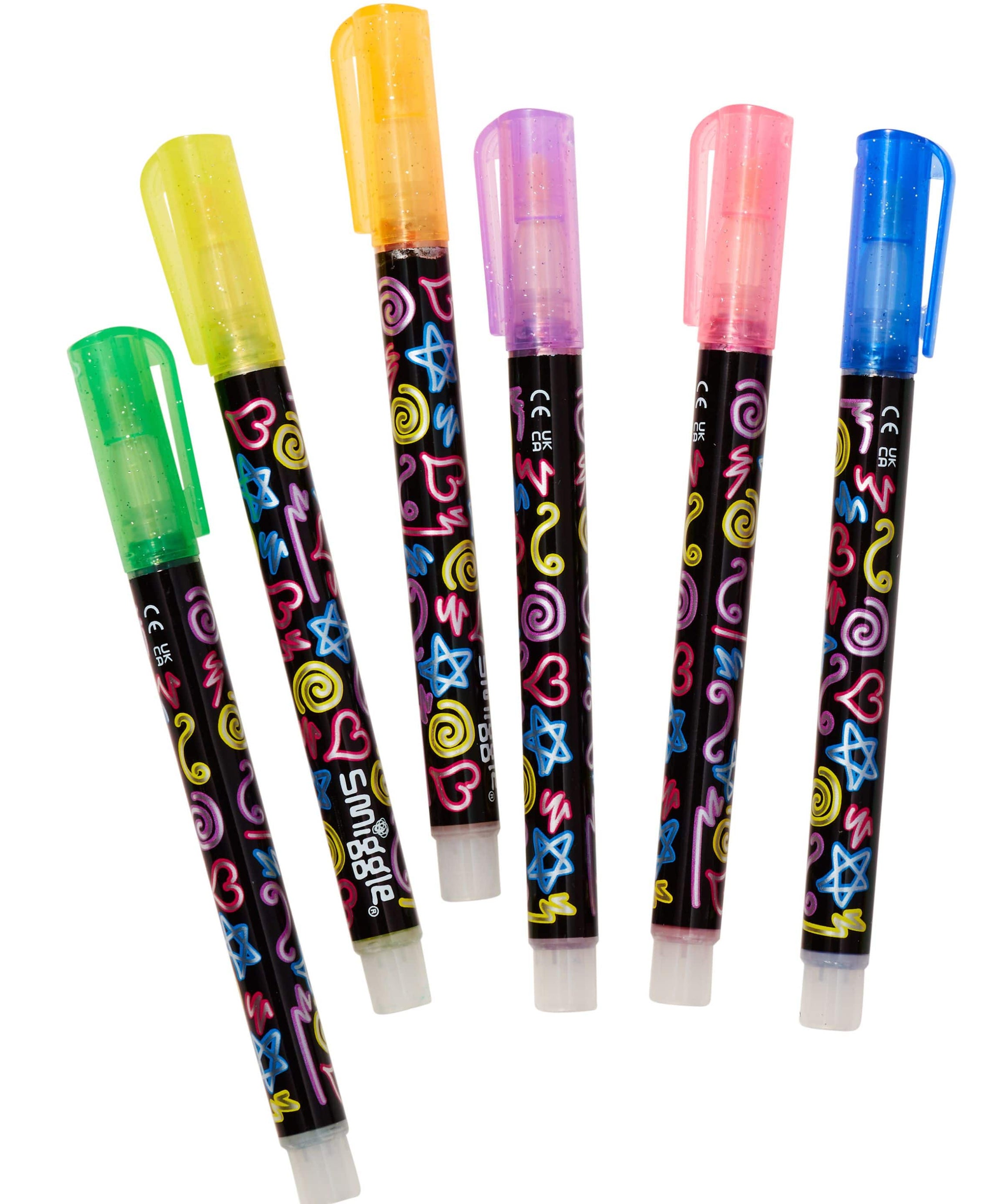 Smiggle - Outline Silver Glitter Forforlu Highlighter 6-Piece Pen Set
