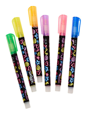 Smiggle - Outline Silver Glitter Forforlu Highlighter 6 Piece Pen Set
