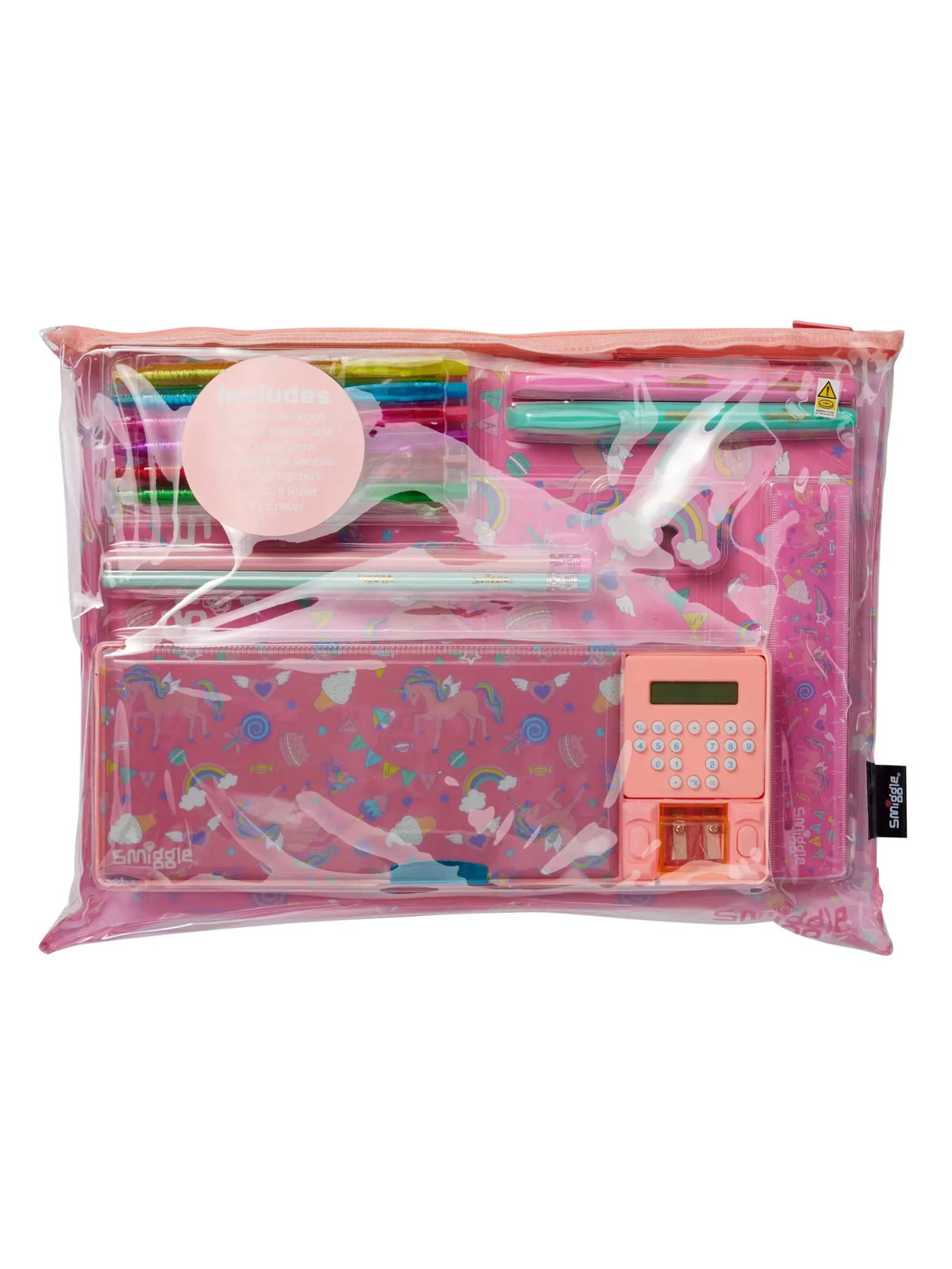 Smiggle - Pop Out Good Times Automatic Pencil Case with Calculator and Stationery Set